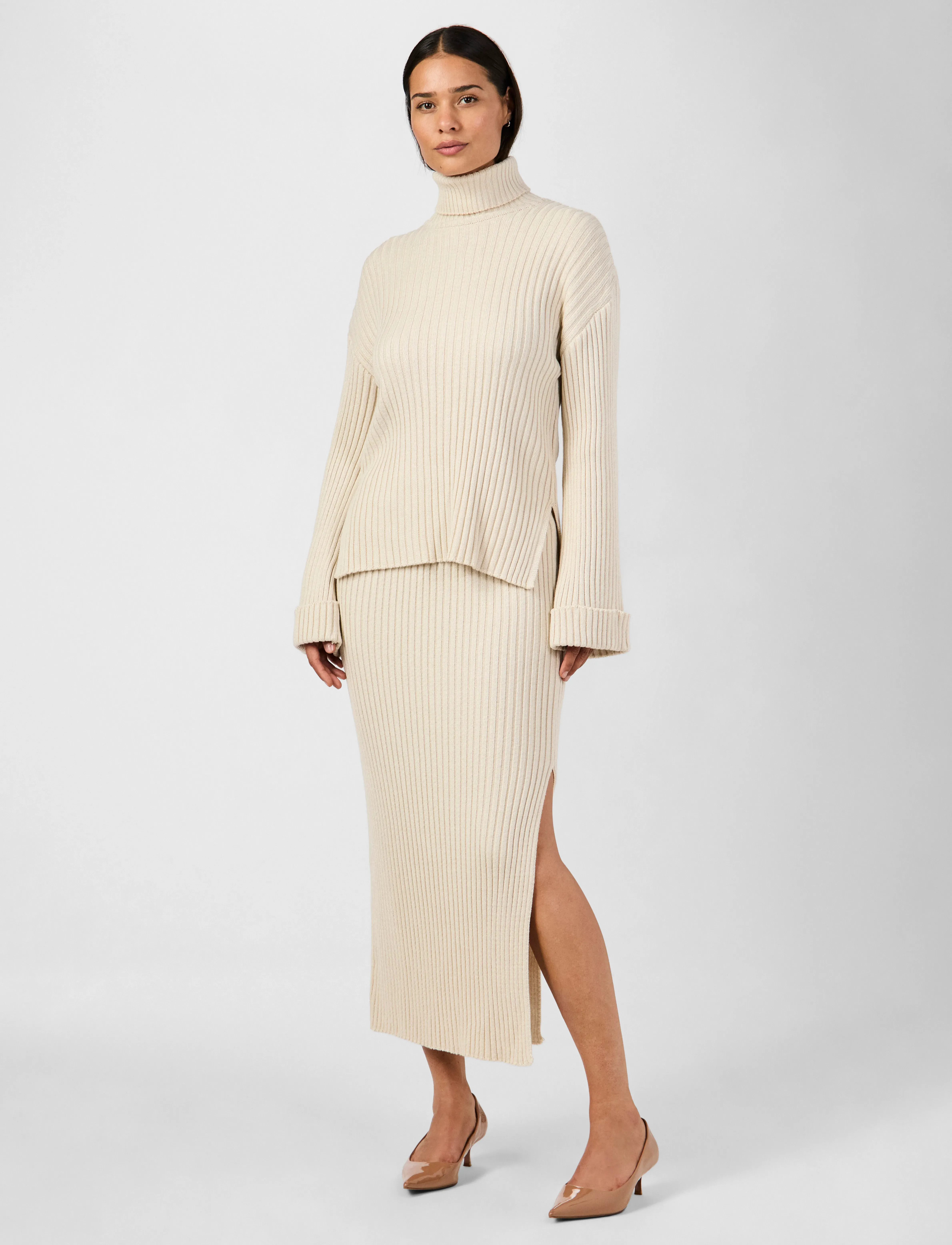 YAS - YASMAVI HW ANKLE KNIT SKIRT - D2D - strikkede nederdele - birch - 5