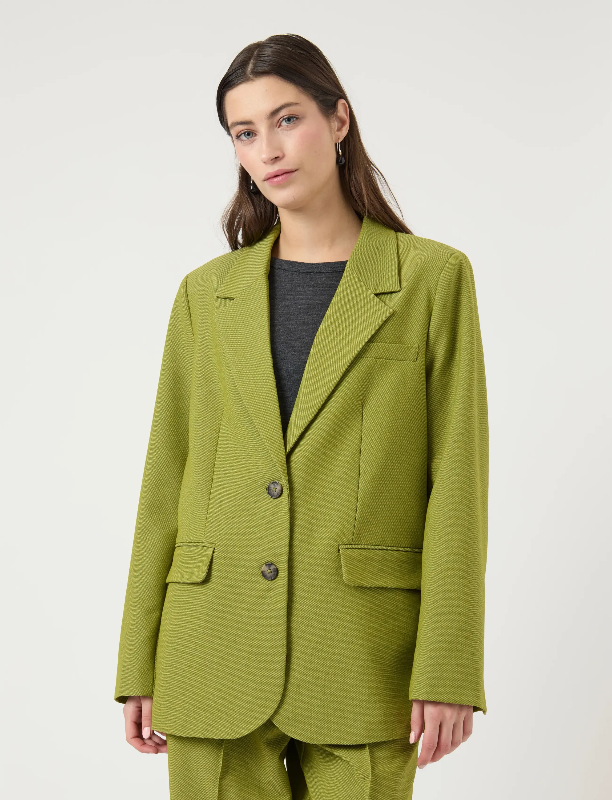 YAS Yasreemaj Ls Blazer S. Noos, 40, Green, Blazere > Blazere I Overstørrelse, Dame