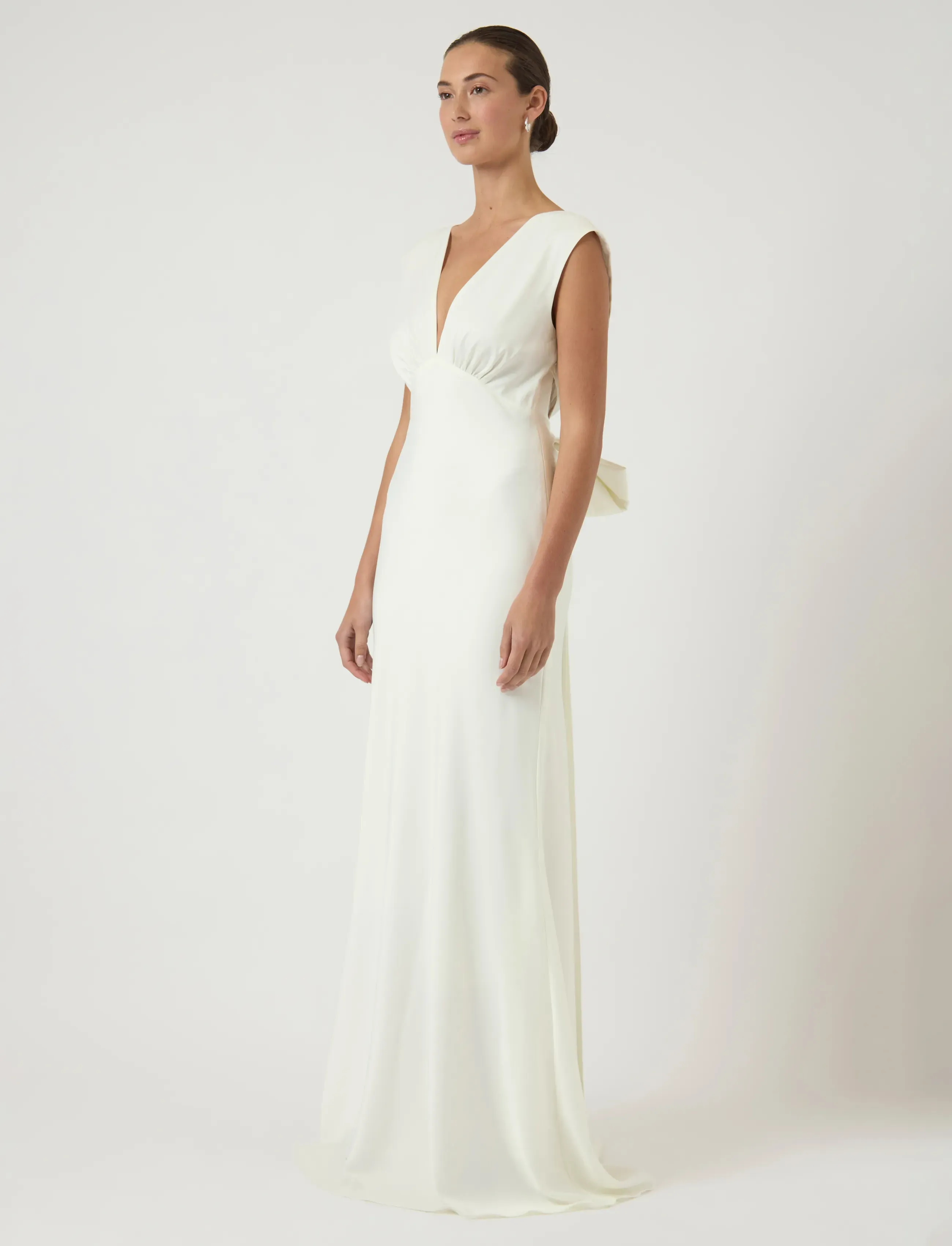 YAS YASDOTTEA SS TRAIN DRESS S. - CELEB - Bridal fashion - GARDENIA / white