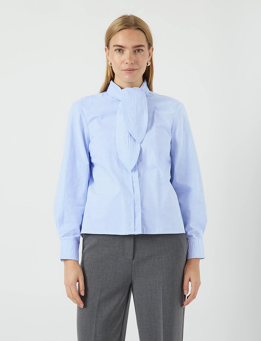 YAS - YASOXA LS TIE NECK SHIRT S. - langermede skjorter - clear sky - 0