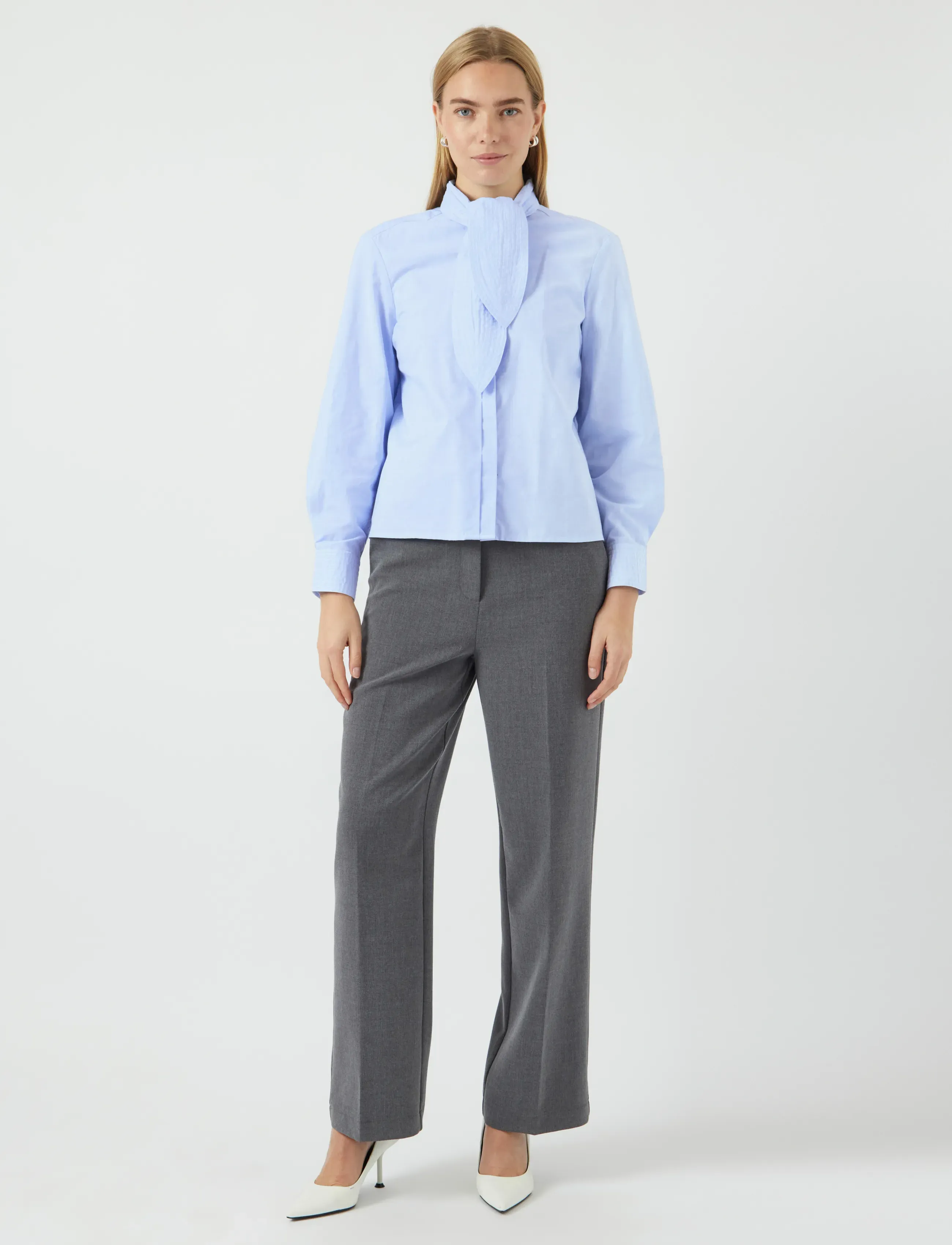 YAS - YASOXA LS TIE NECK SHIRT S. - langermede skjorter - clear sky - 4