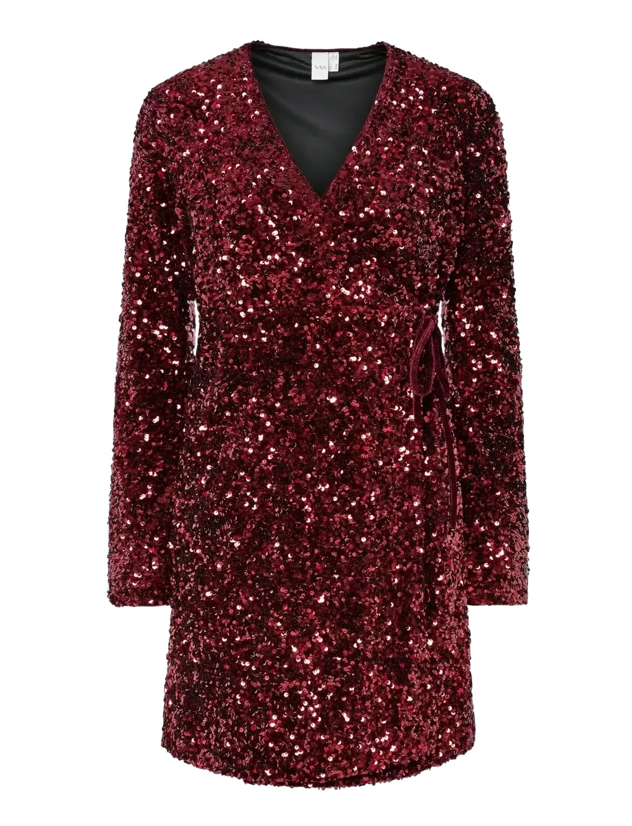 YAS elle Ls Wrap Dress Show, S, Dresses, Rot - Short Dress, Frauen