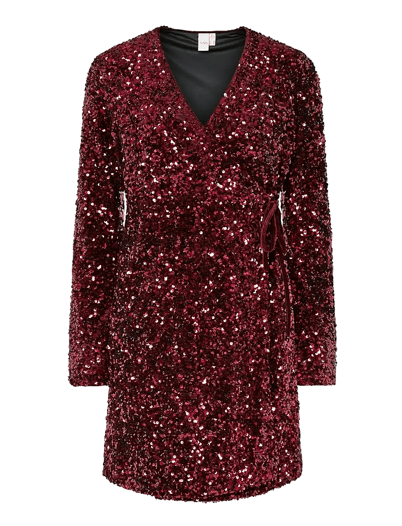 YAS - YASELLE LS WRAP DRESS - SHOW - pailletkjoler - port royale - 0