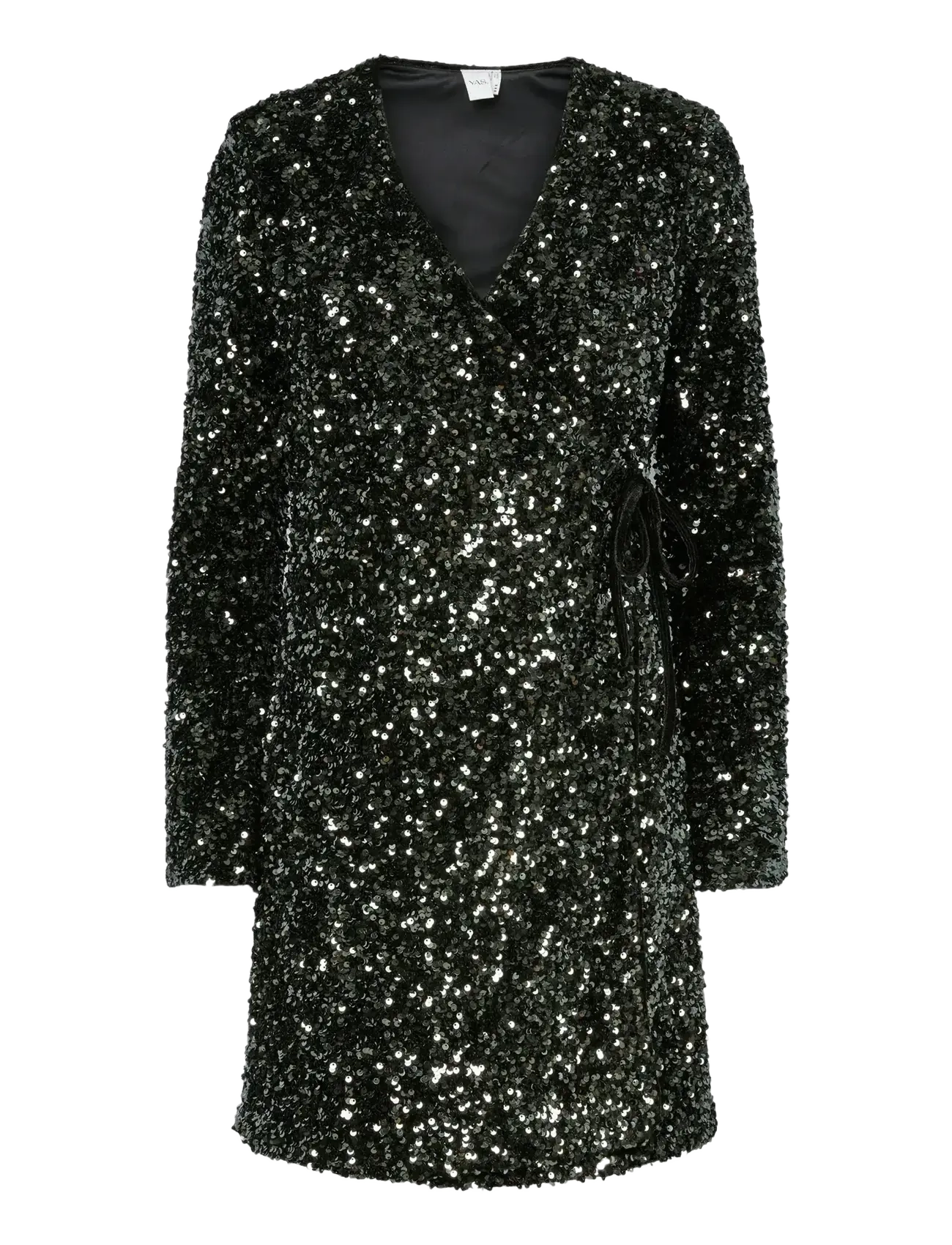 YAS elle Ls Wrap Dress Show, S, Dresses, Schwarz - Short Dress, Frauen