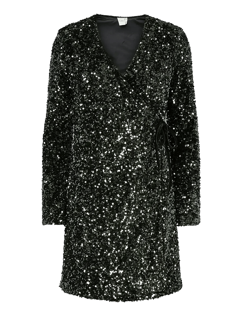 YAS - YASELLE LS WRAP DRESS - SHOW - paillettenkleider - rosin - 0