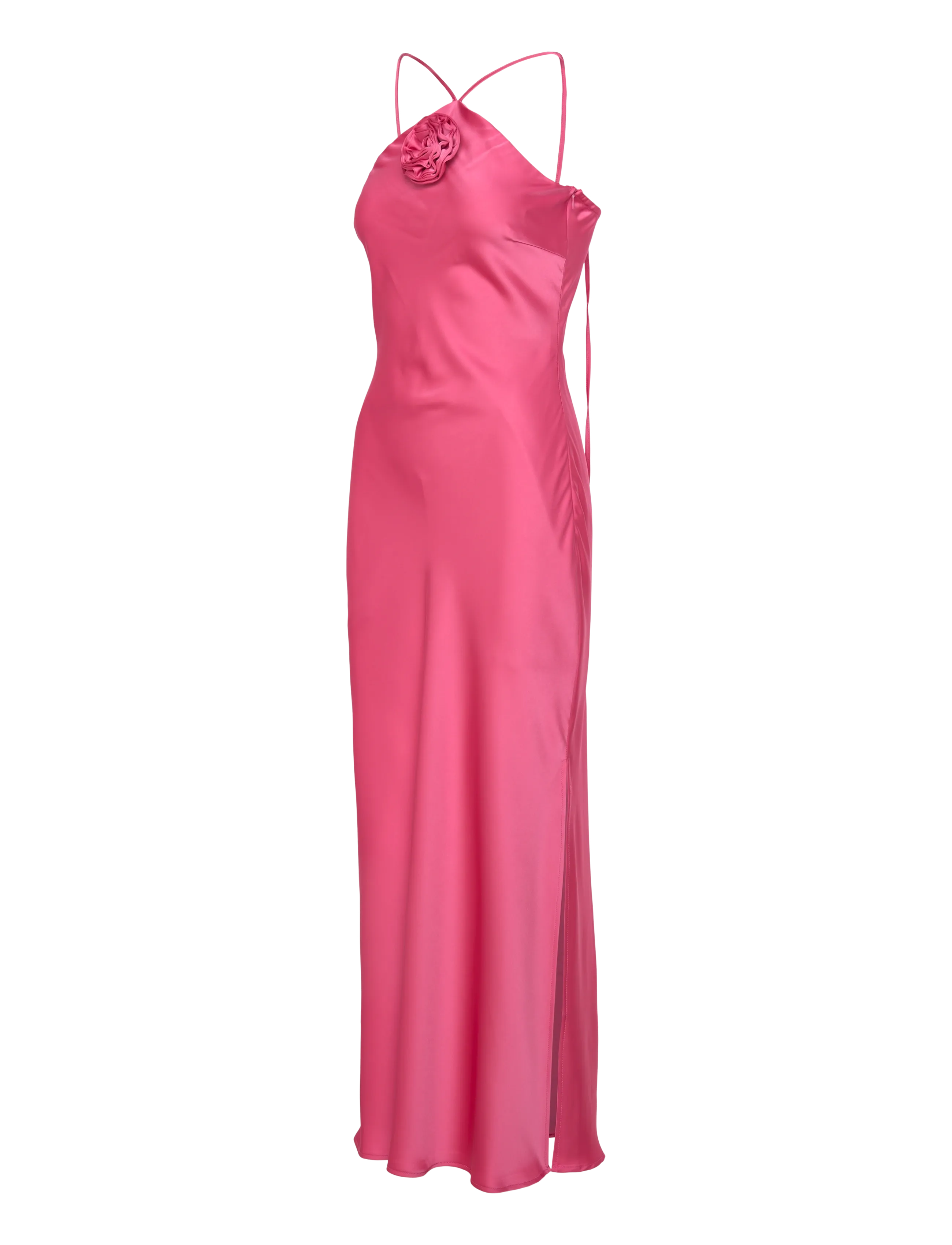 YAS - YASROSIVIA HALTERNECK LONG DRESS S. - BM - vakarinės suknelės - hot pink - 2