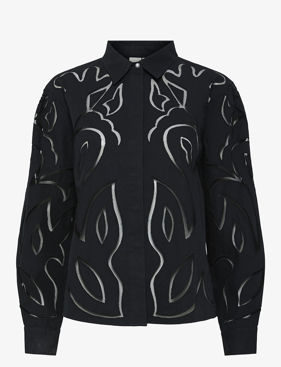 YAS - YASTERENA LS SHIRT S. - pitkähihaiset kauluspaidat - black - 1