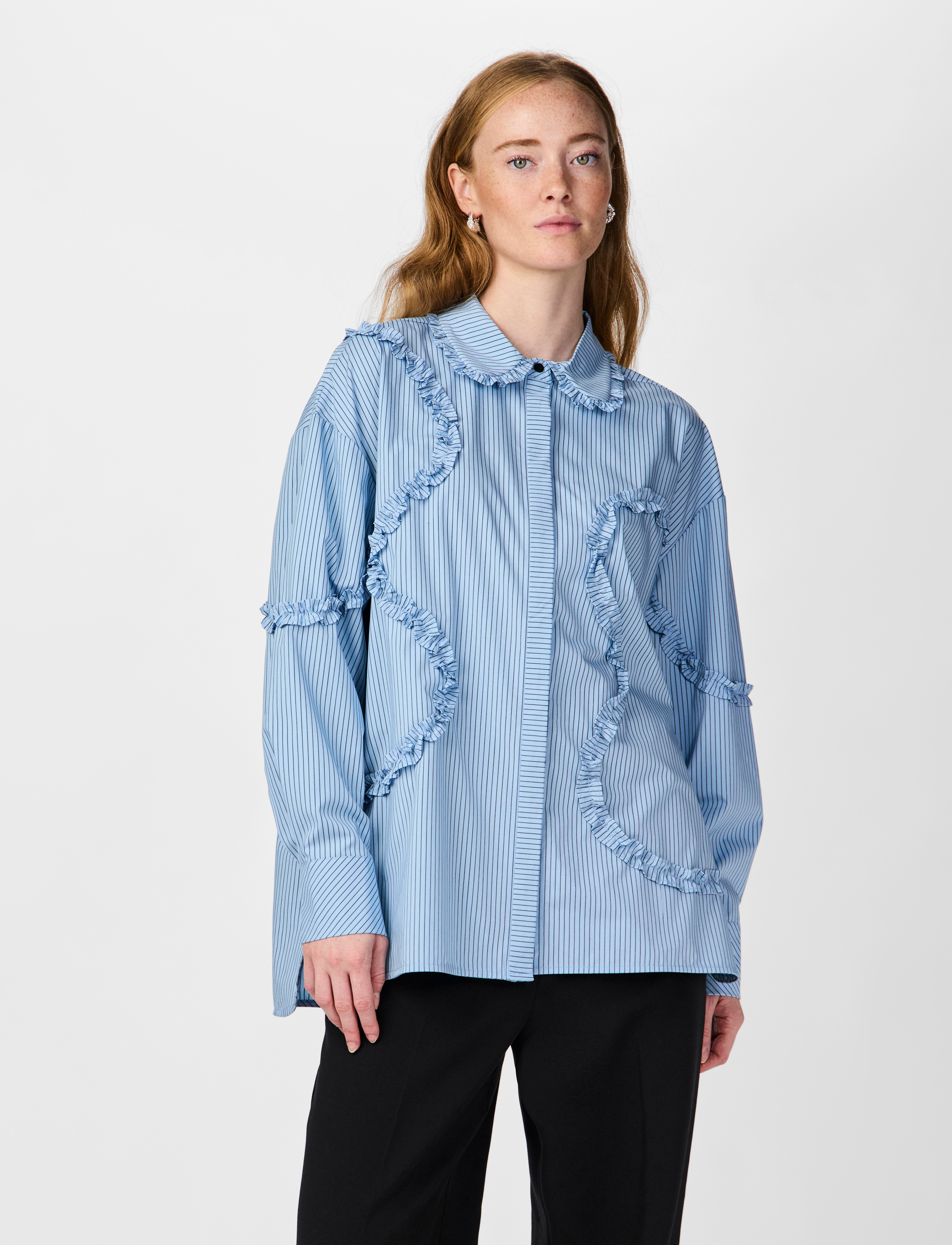 YAS yera Ls Shirt, 36, Shirts, Blau - Long-sleeved, Frauen