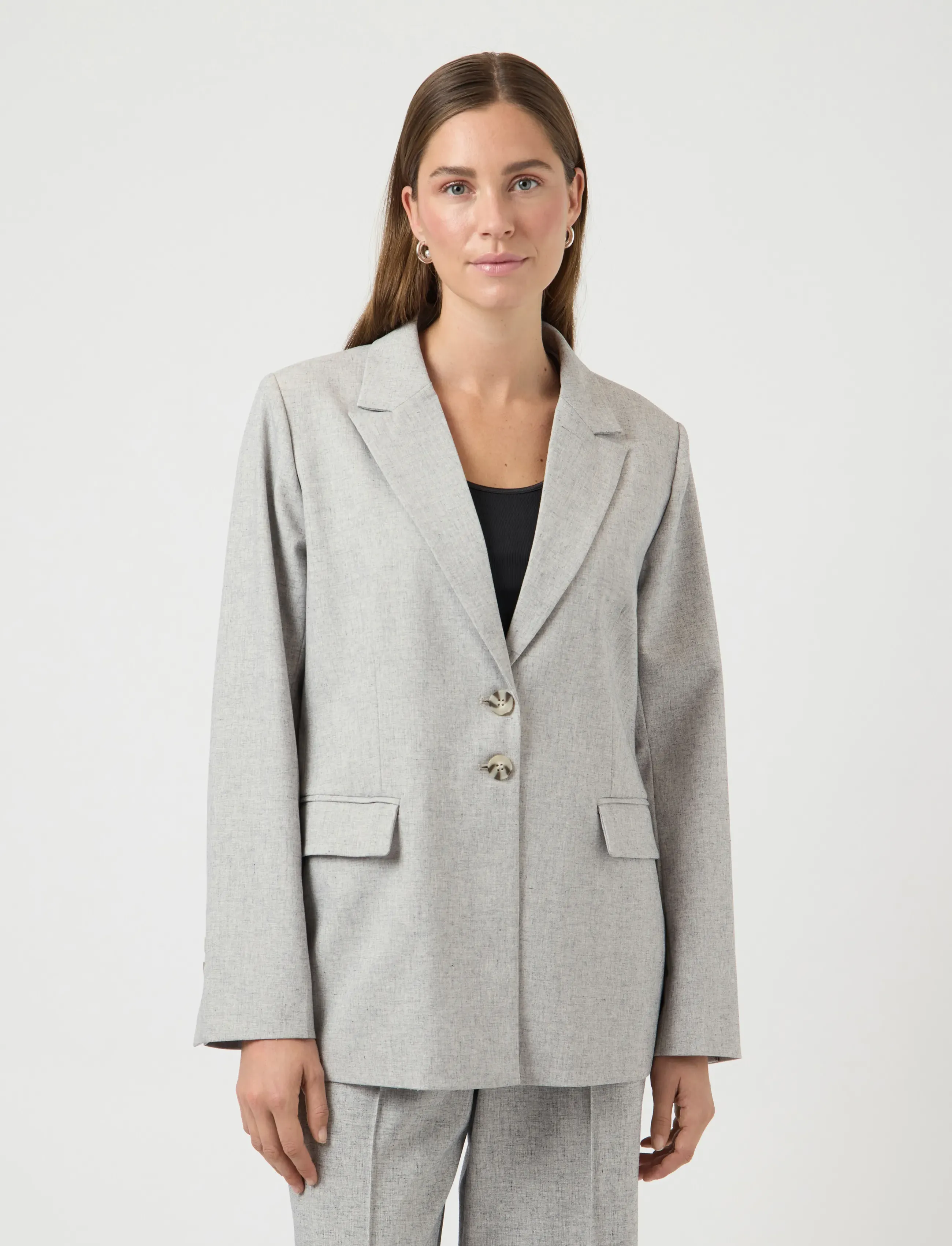 YAS riu Ls Blazer S. Noos, 46, Blazer, Grau - Oversized Frauen