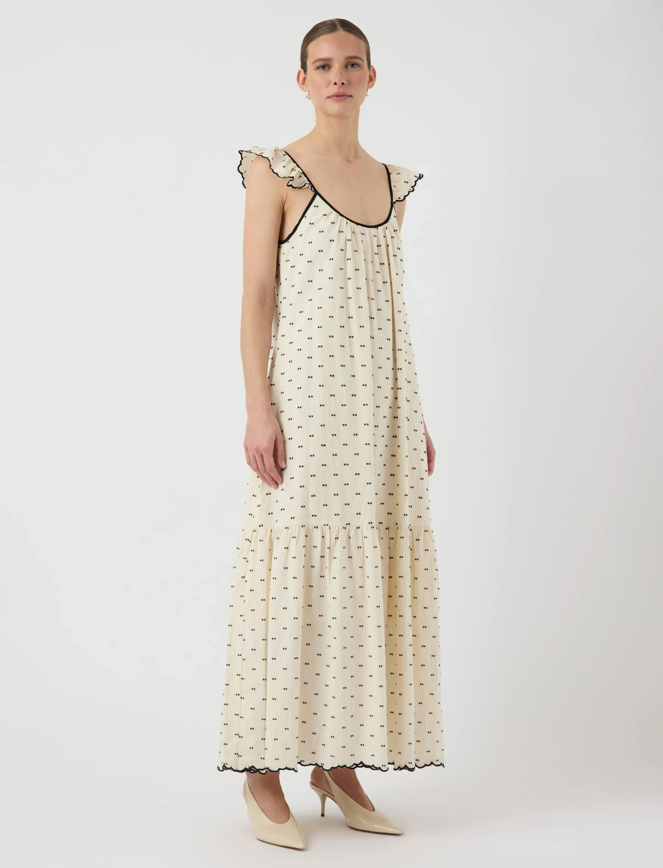 YAS dobby Sl Ankle Dress, 40, Dresses, Creme - Summer Frauen