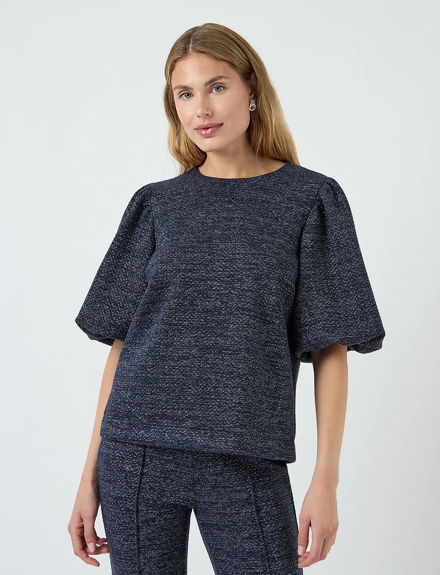 YAS - YASCASA 2/4 GLITTER TOP - EX - t-shirts - navy blazer - 0