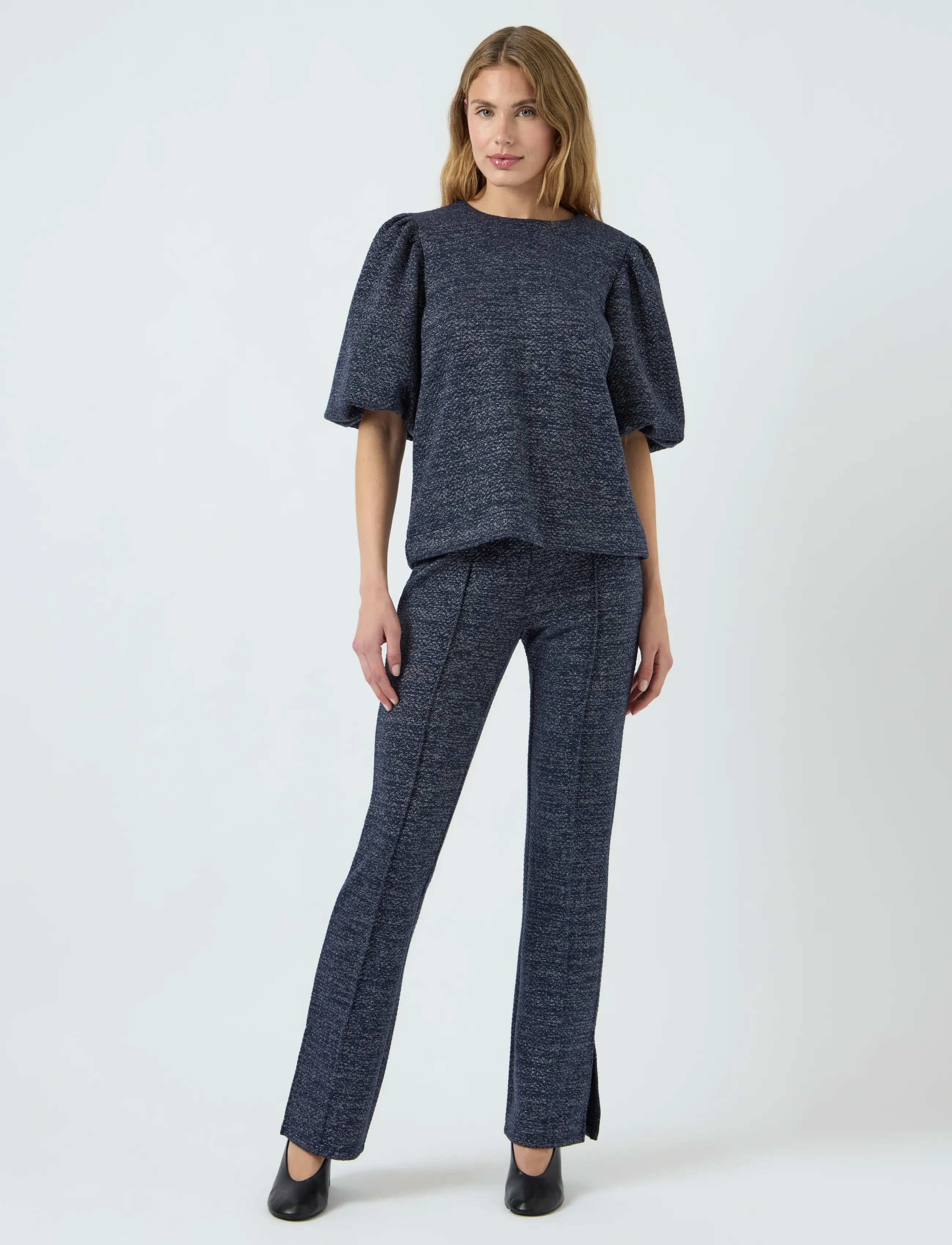 YAS - YASCASA 2/4 GLITTER TOP - EX - t-shirts - navy blazer - 4