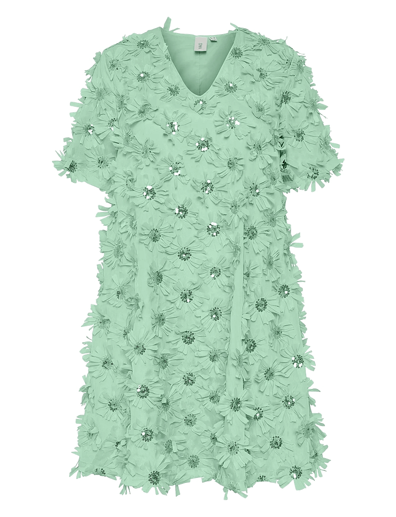 YAS - YASABELONE SS V-NECK DRESS - D2D - party dresses - mist green - 1