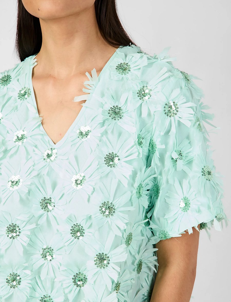 YAS - YASABELONE SS V-NECK DRESS - D2D - festkjoler - mist green - 5
