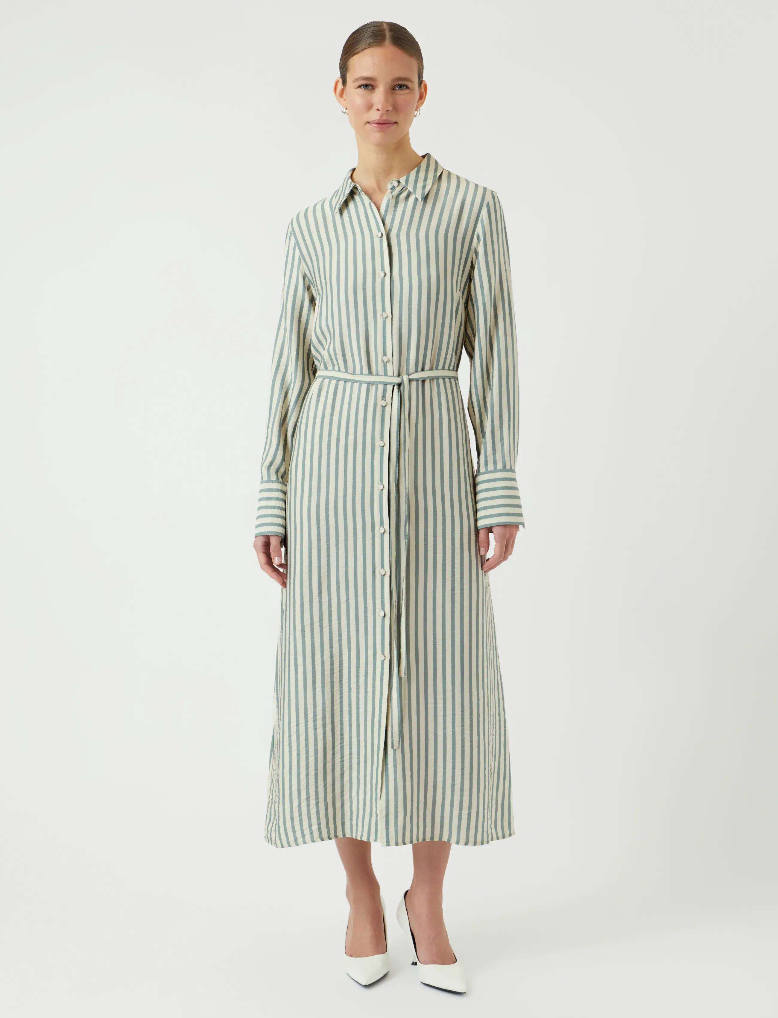 YAS YASKAYA LS LONG SHIRT DRESS S. NOOS - Dresses - BIRCH / green