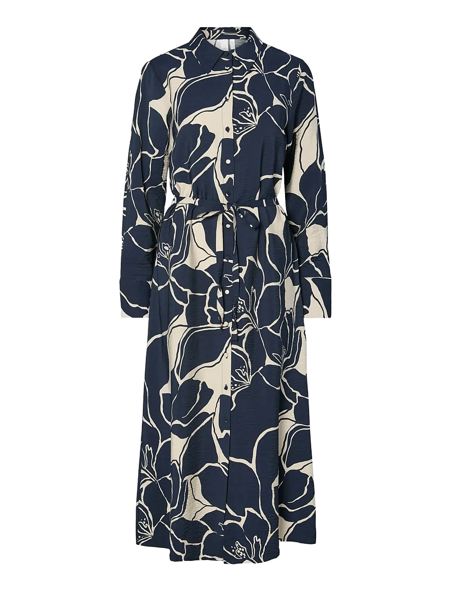 YAS - YASKAYA LS LONG SHIRT DRESS S. NOOS - skjortklänningar - navy blazer - 0