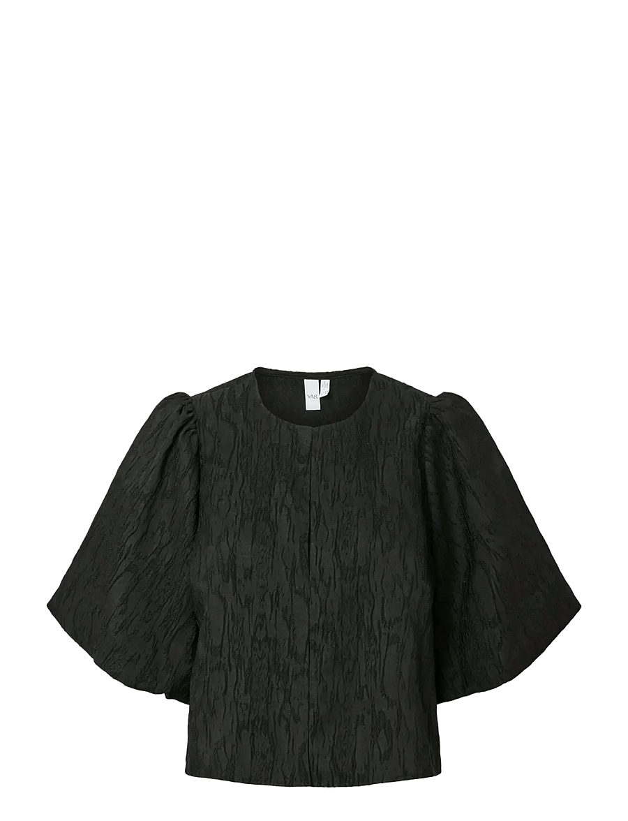 YAS - YASMINU 2/4 SHORT TOP S. NOOS - kurzärmelige blusen - black - 1