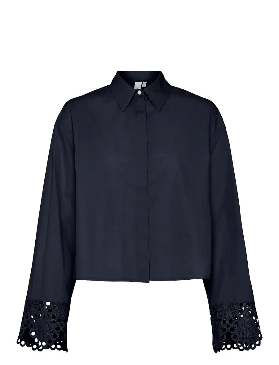 YAS - YASTRINITY LS SHORT SHIRT S. - langerma skyrtur - navy blazer - 0