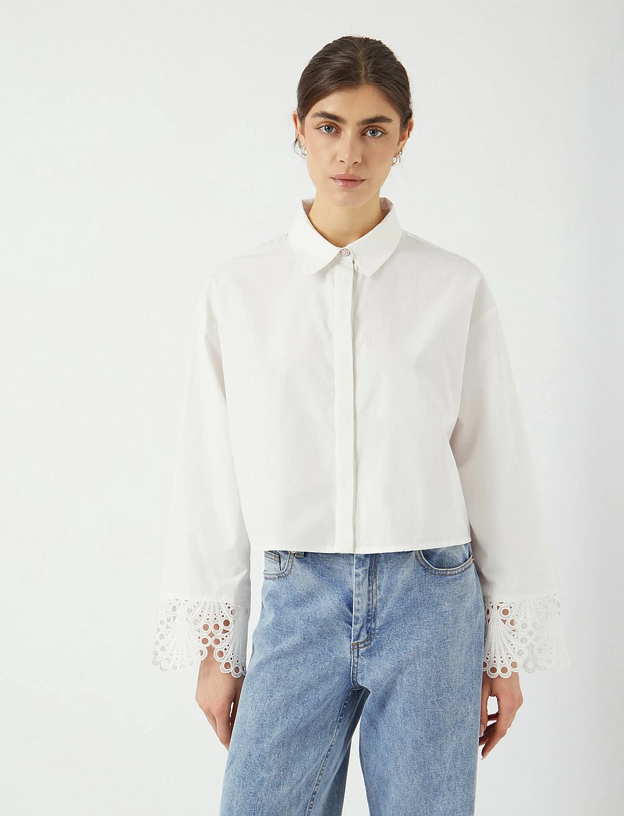 YAS - YASTRINITY LS SHORT SHIRT S. - långärmade skjortor - star white - 0