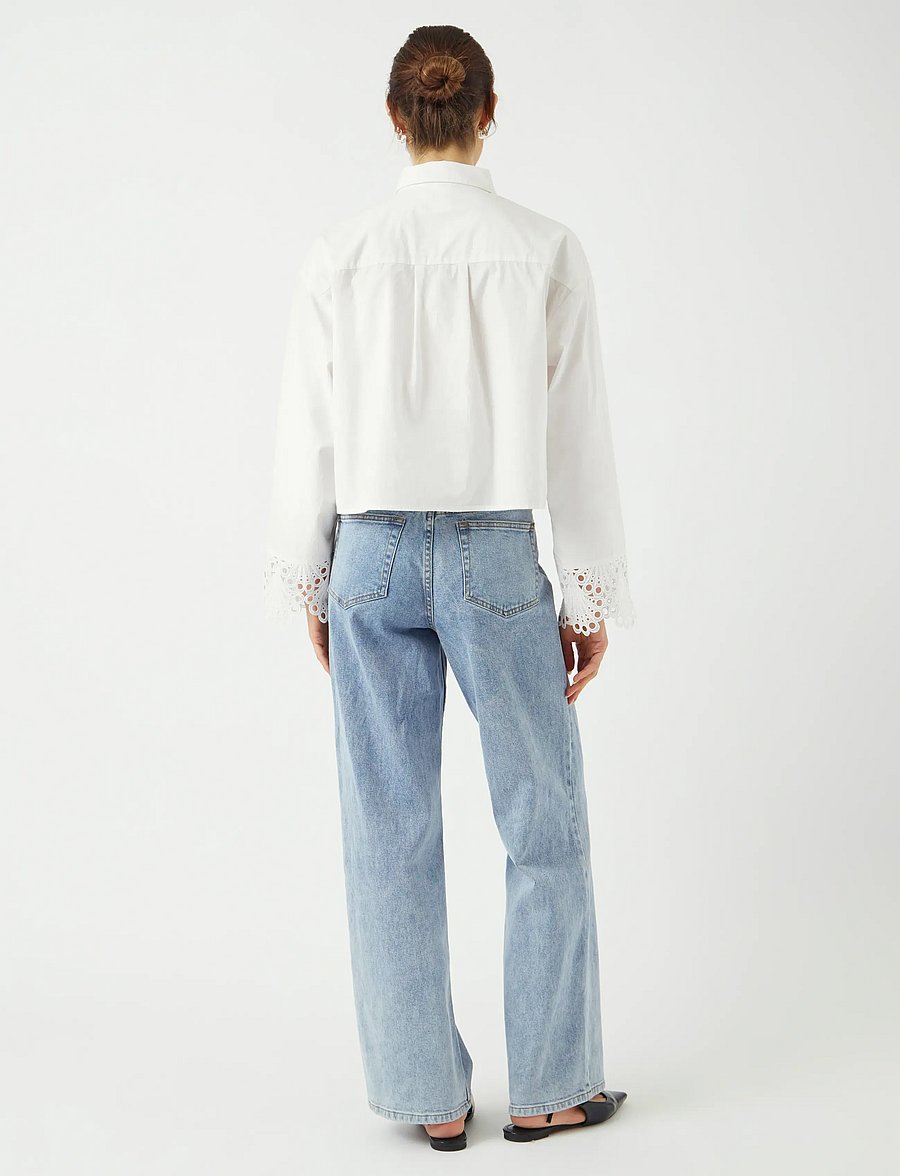 YAS - YASTRINITY LS SHORT SHIRT S. - långärmade skjortor - star white - 3