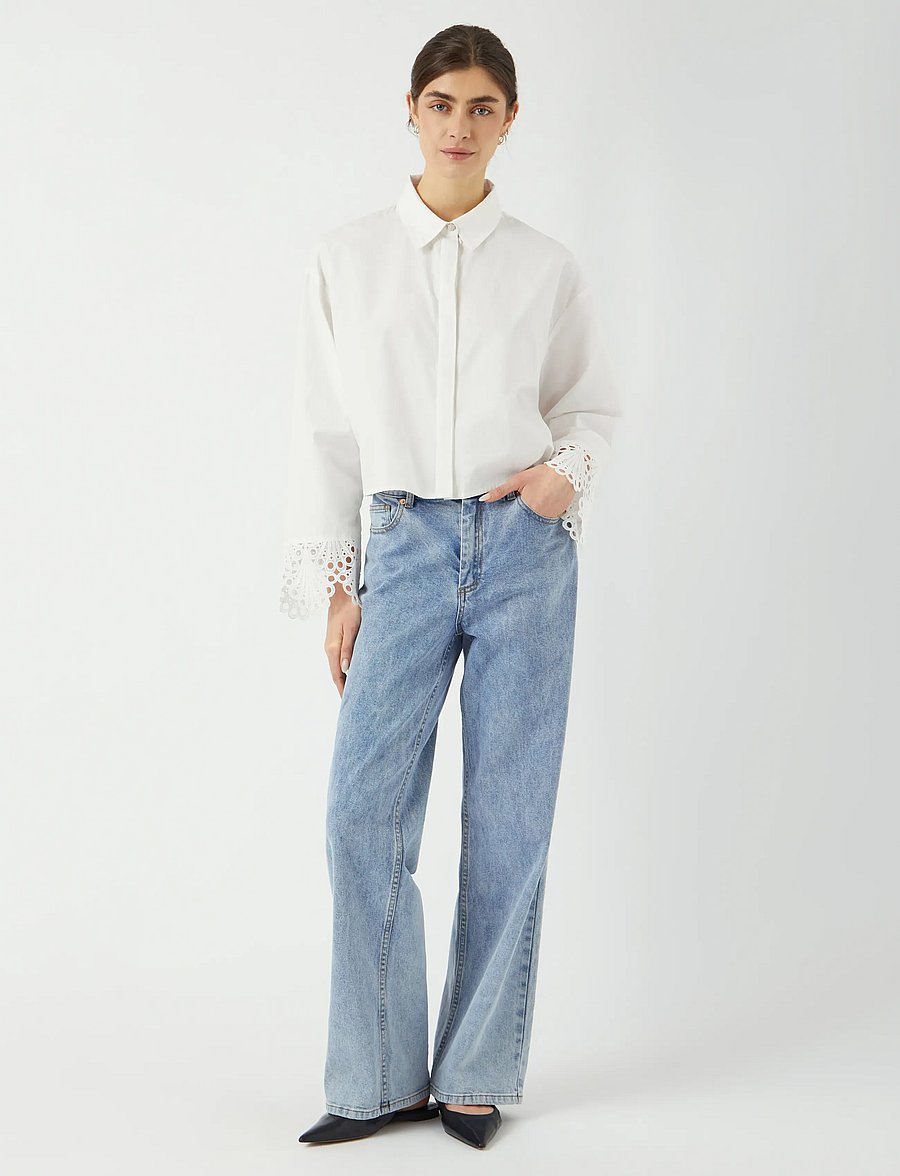 YAS - YASTRINITY LS SHORT SHIRT S. - långärmade skjortor - star white - 4