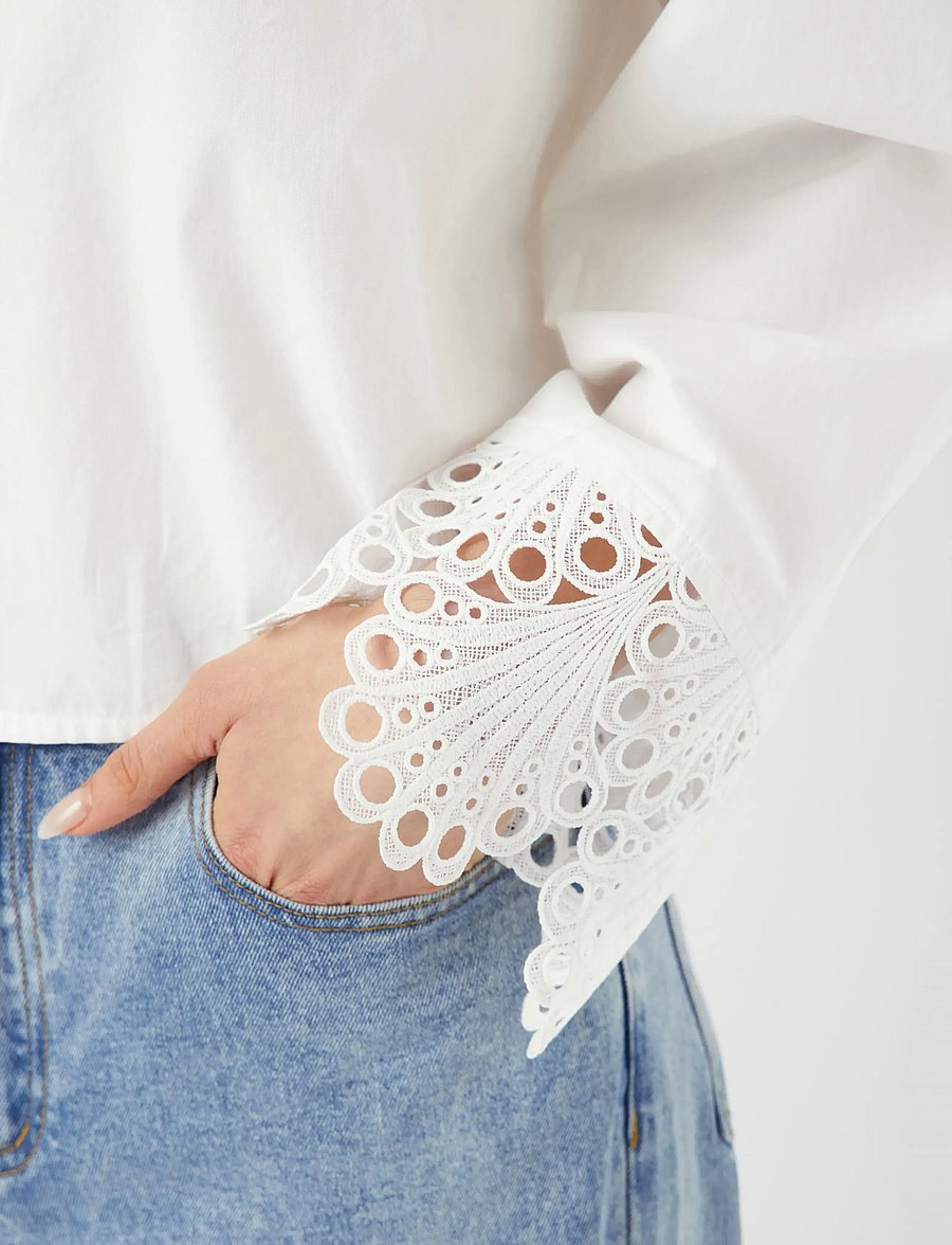 YAS - YASTRINITY LS SHORT SHIRT S. - långärmade skjortor - star white - 5