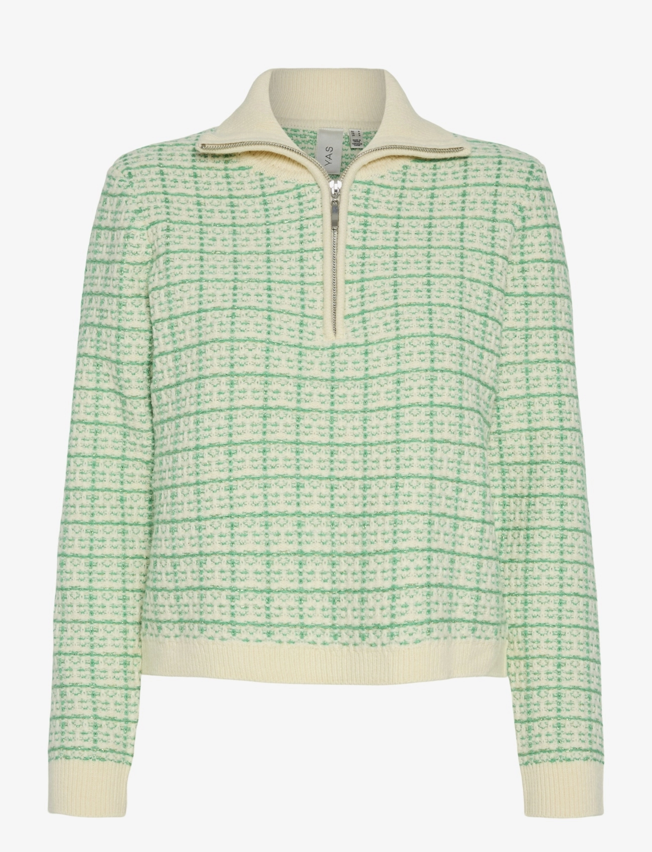 YAS YASLIVIANA LS KNIT ZIP PULLOVER - Pullover - BRIGHT GREEN / green