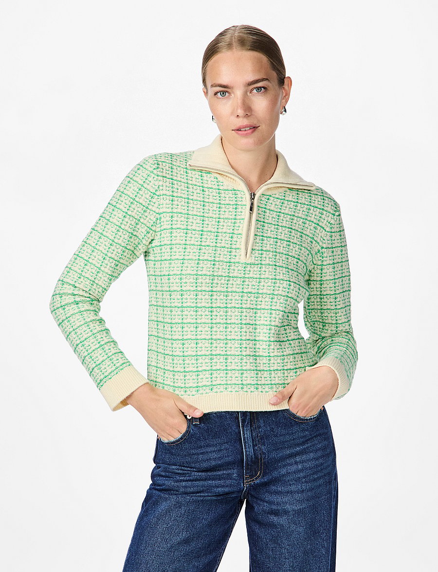 YAS - YASLIVIANA LS KNIT ZIP PULLOVER - striktrøjer - bright green - 0