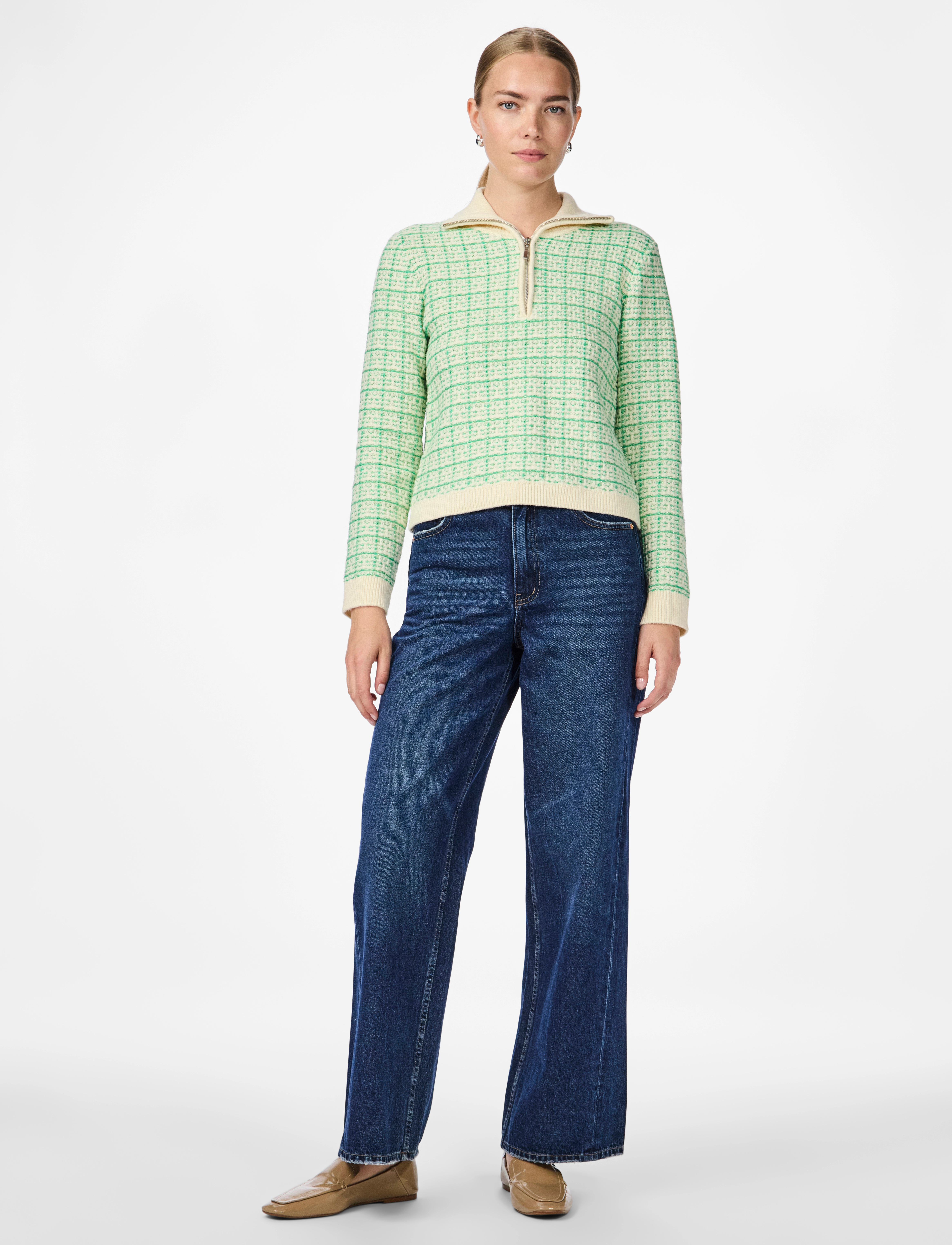 YAS - YASLIVIANA LS KNIT ZIP PULLOVER - stickade tröjor - bright green - 4