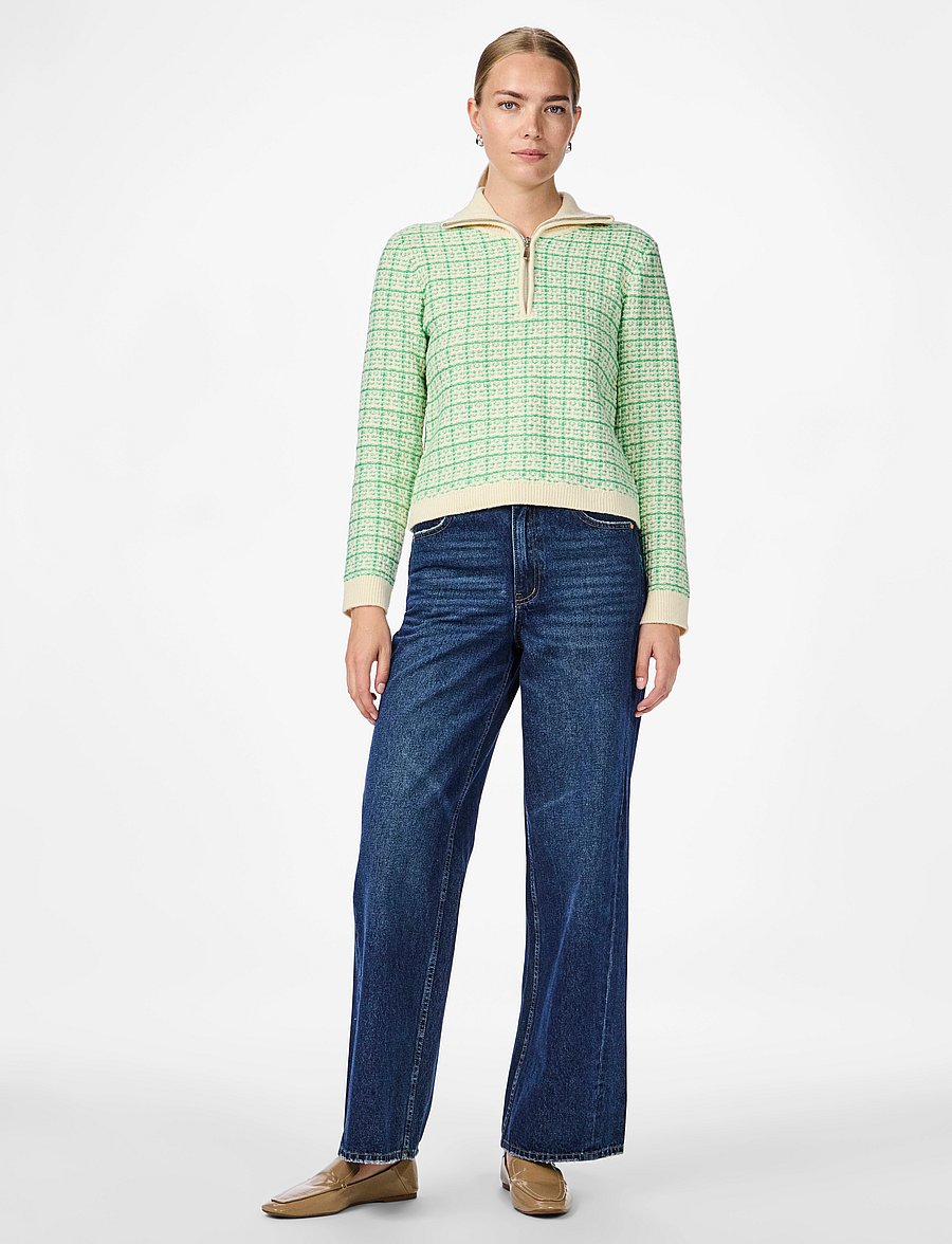 YAS - YASLIVIANA LS KNIT ZIP PULLOVER - striktrøjer - bright green - 4
