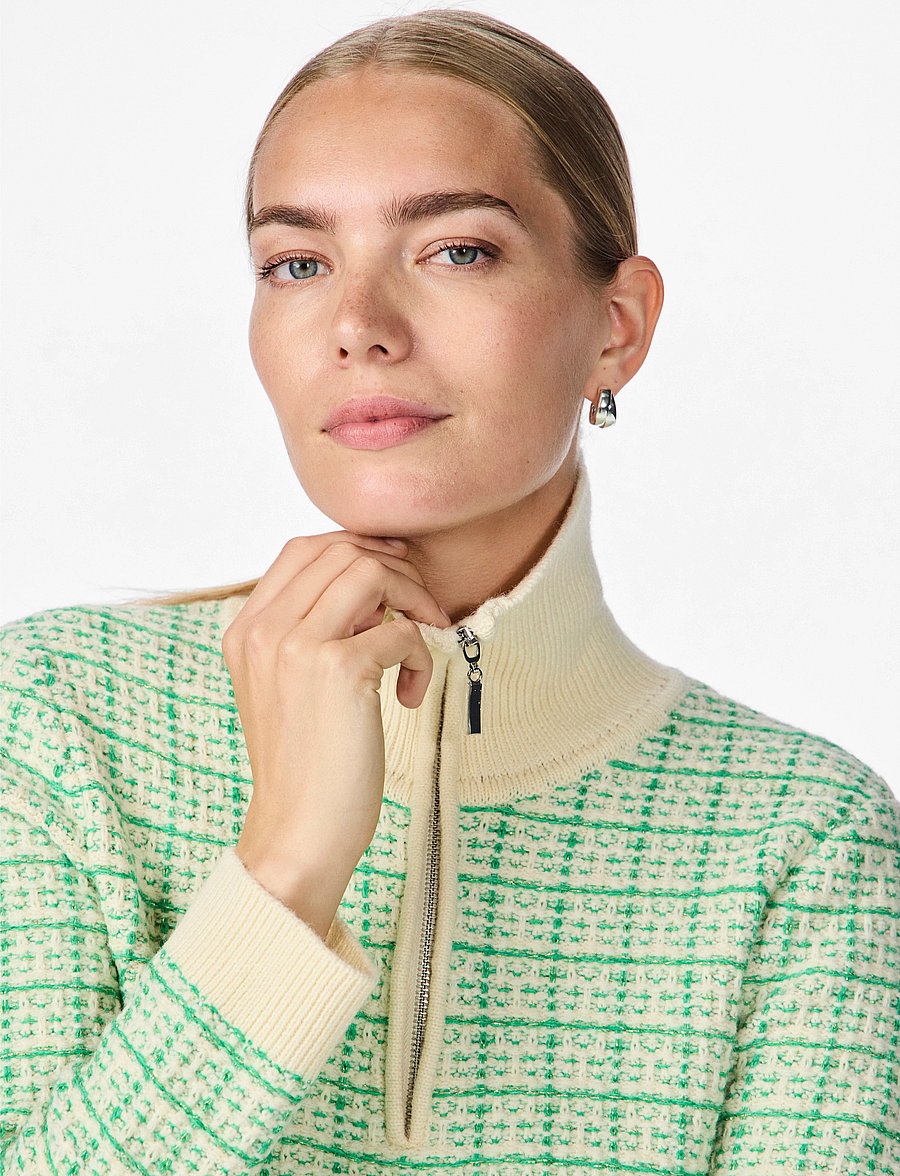 YAS - YASLIVIANA LS KNIT ZIP PULLOVER - striktrøjer - bright green - 5