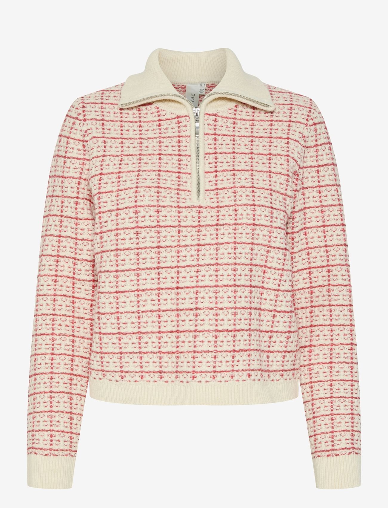 YAS - YASLIVIANA LS KNIT ZIP PULLOVER - striktrøjer - hibiscus - 1