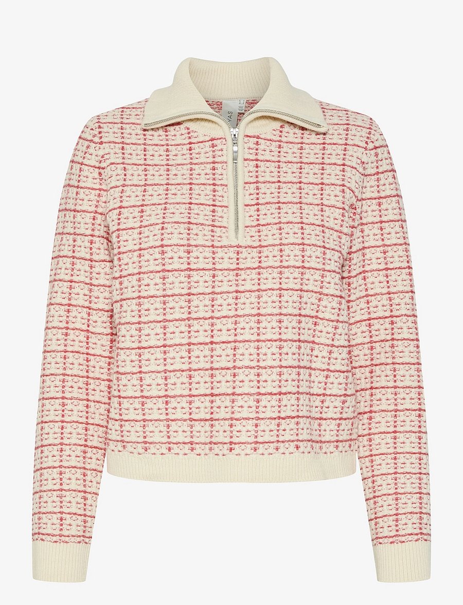 YAS - YASLIVIANA LS KNIT ZIP PULLOVER - pullover - hibiscus - 1