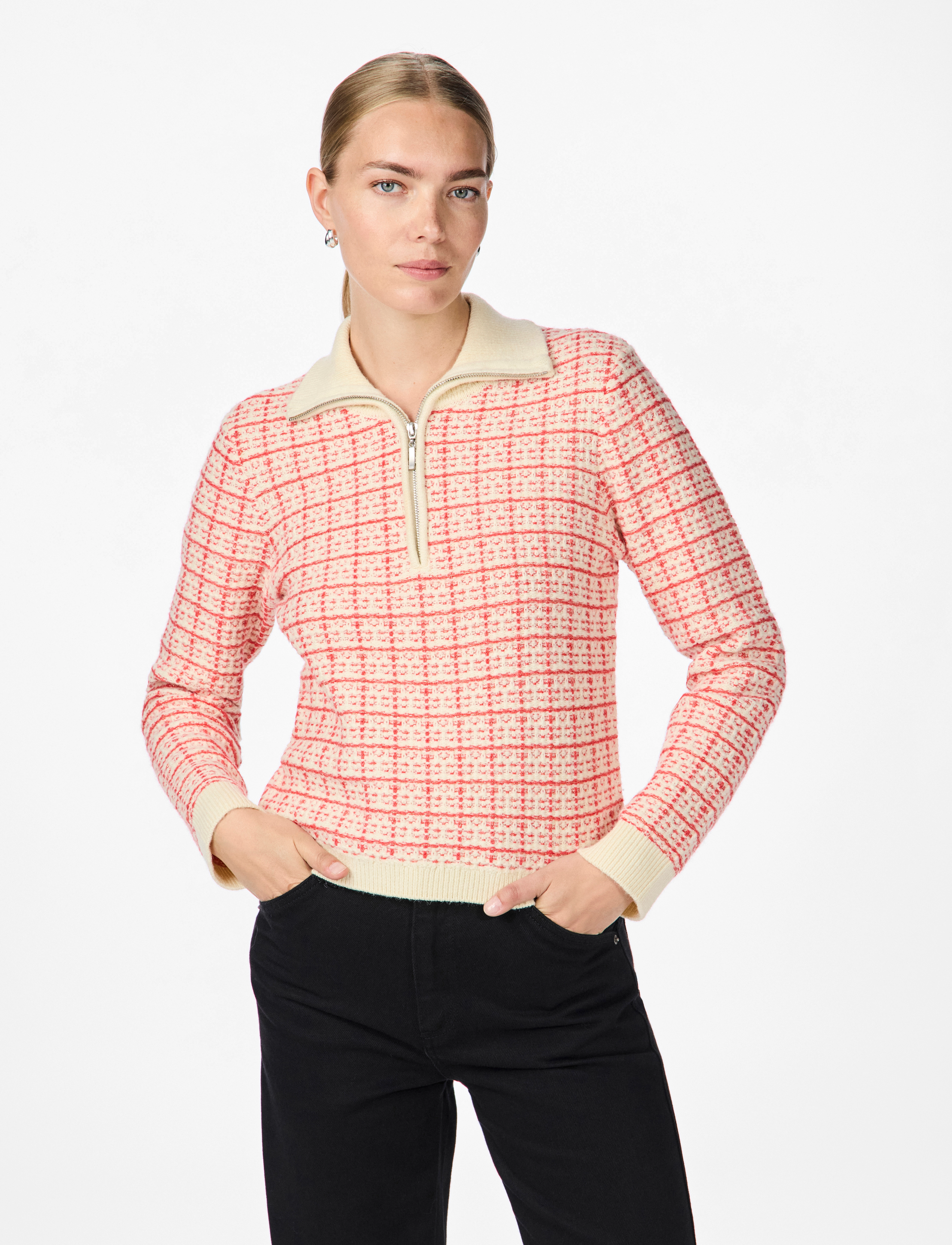 YAS Yasliviana Ls Knit Zip Pullover, L, Pink, Strik > Trøjer, Dame