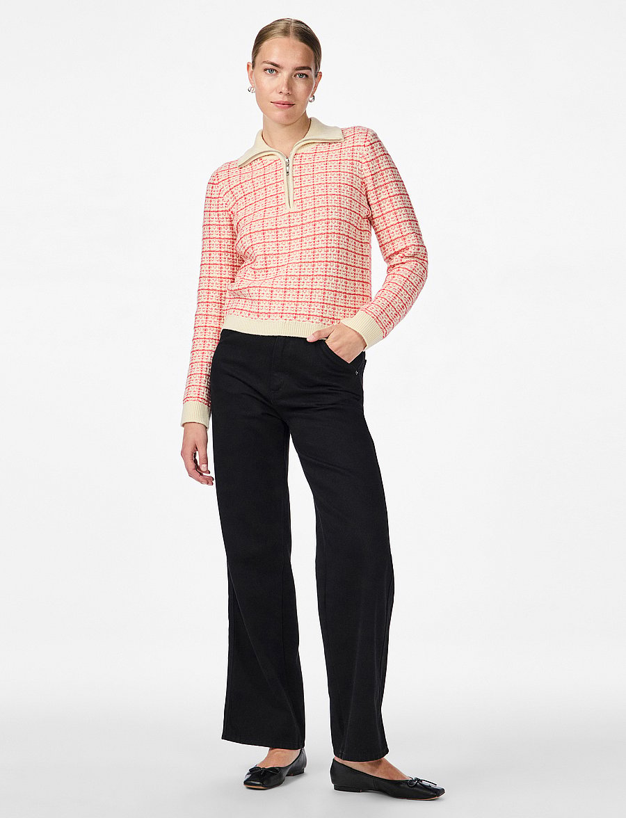 YAS - YASLIVIANA LS KNIT ZIP PULLOVER - pullover - hibiscus - 4