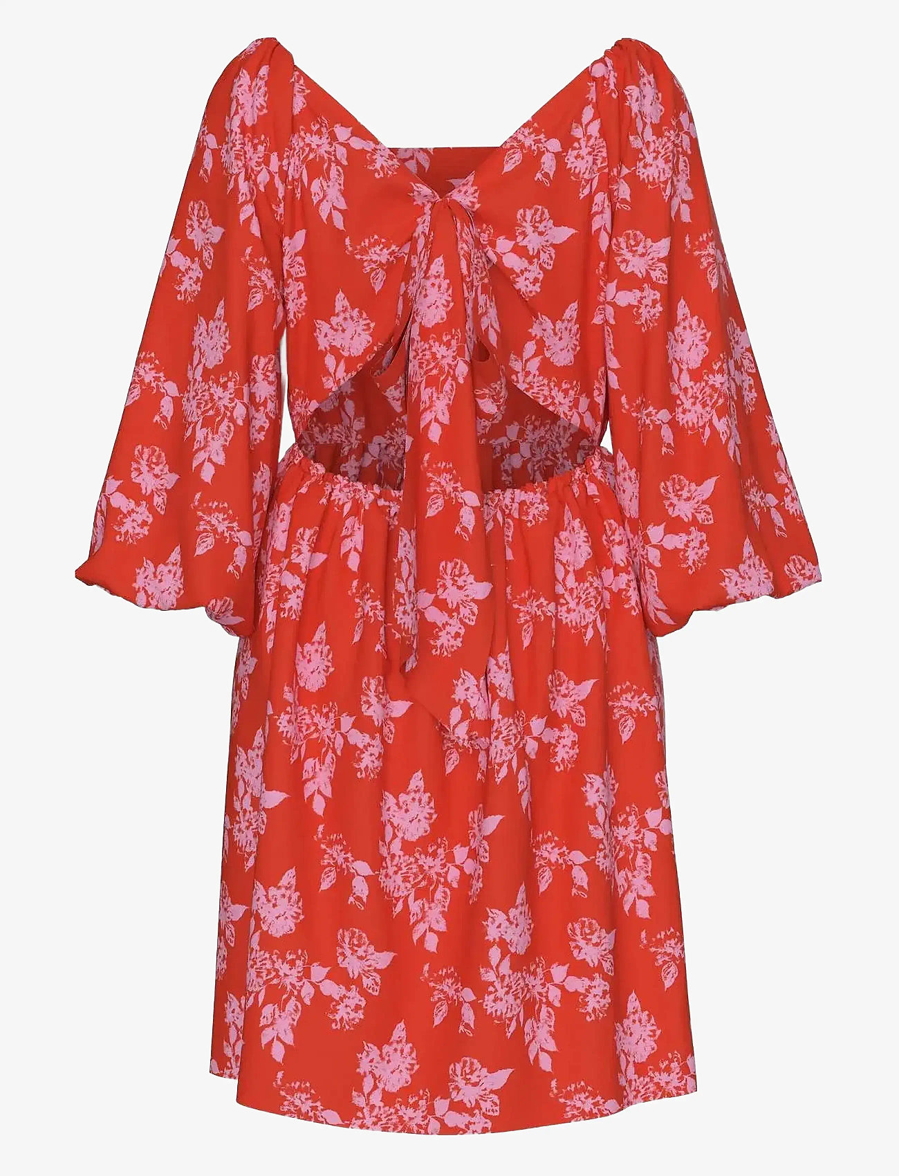 YAS - YASBILLIE 3/4 BOW MINI DRESS - sommerkjoler - spicy orange - 1