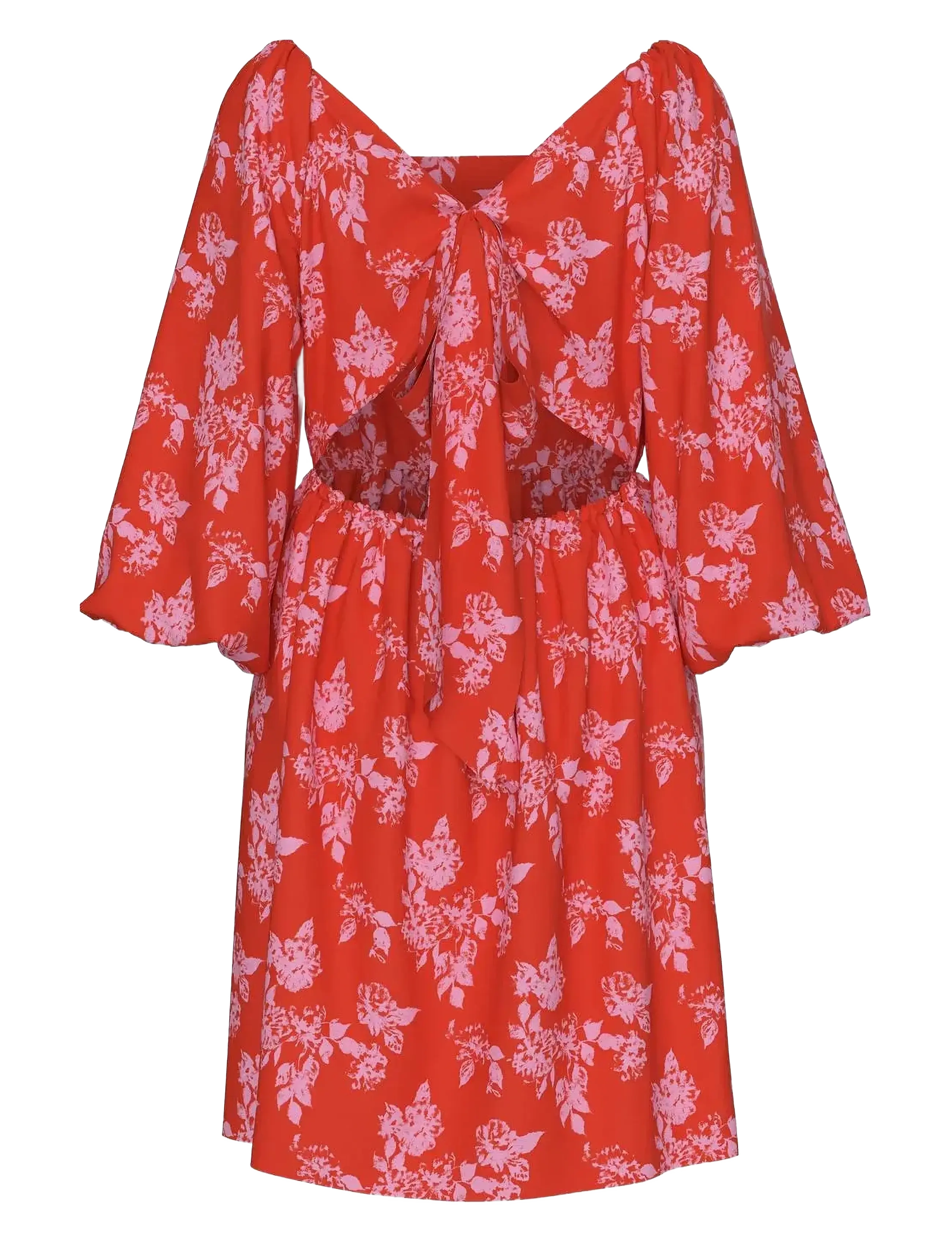 YAS - YASBILLIE 3/4 BOW MINI DRESS - sommerkjoler - spicy orange - 1