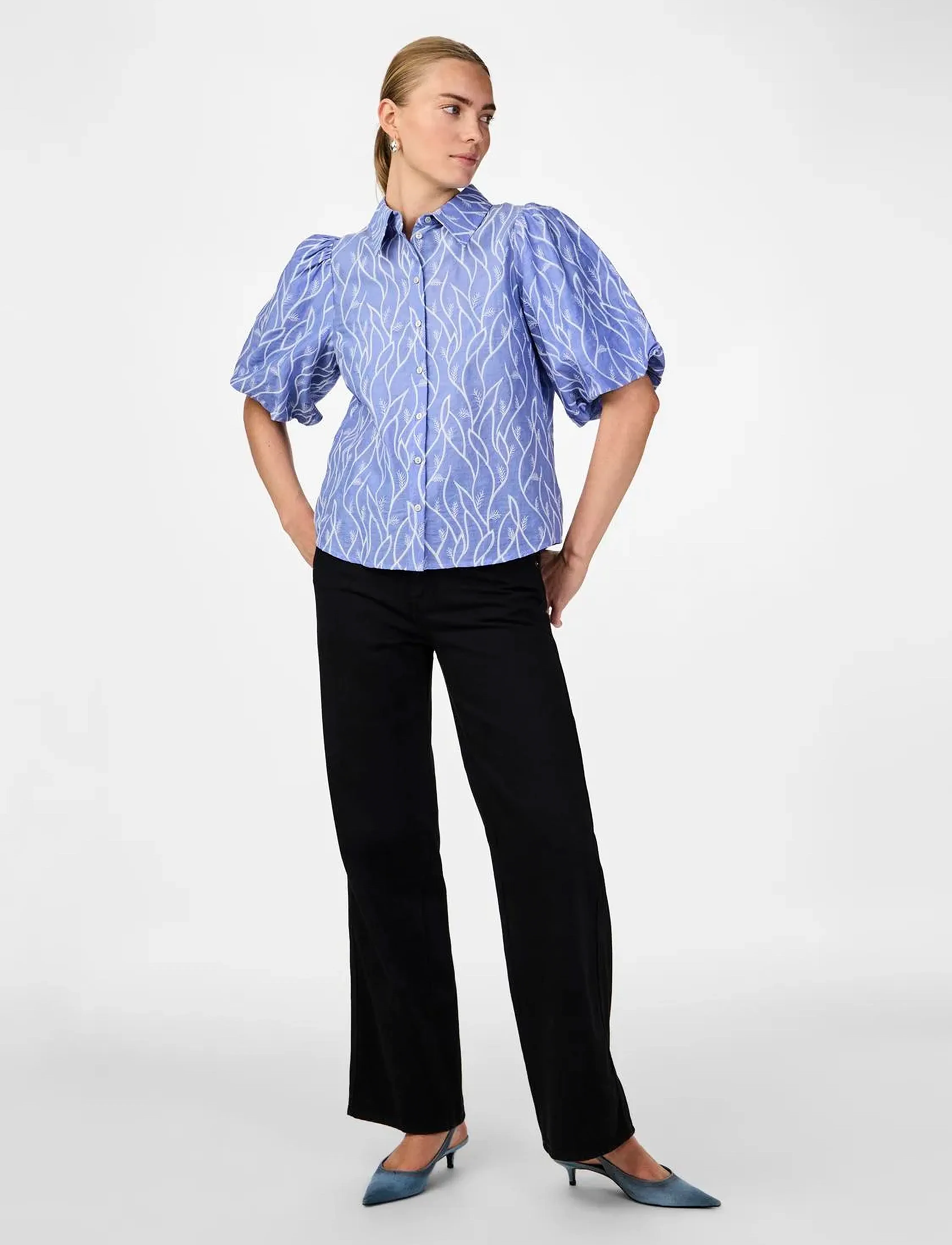 YAS - YASMILIA 2/4 SHIRT - D2D - kortærmede skjorter - blue heron - 4