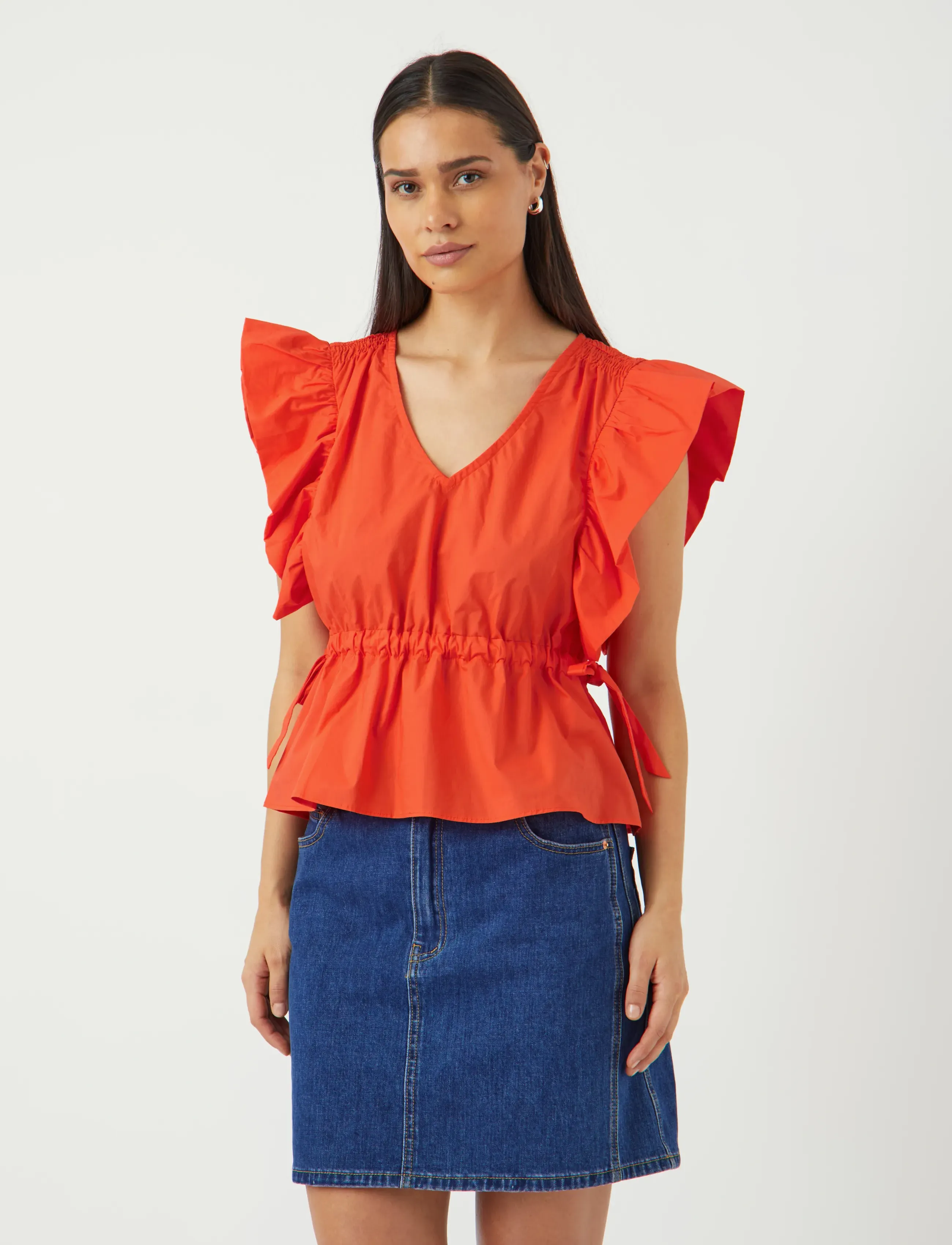 YAS ulea Sl Top, Kvinder, Flæset Peplum Top, Rød, Str: 40