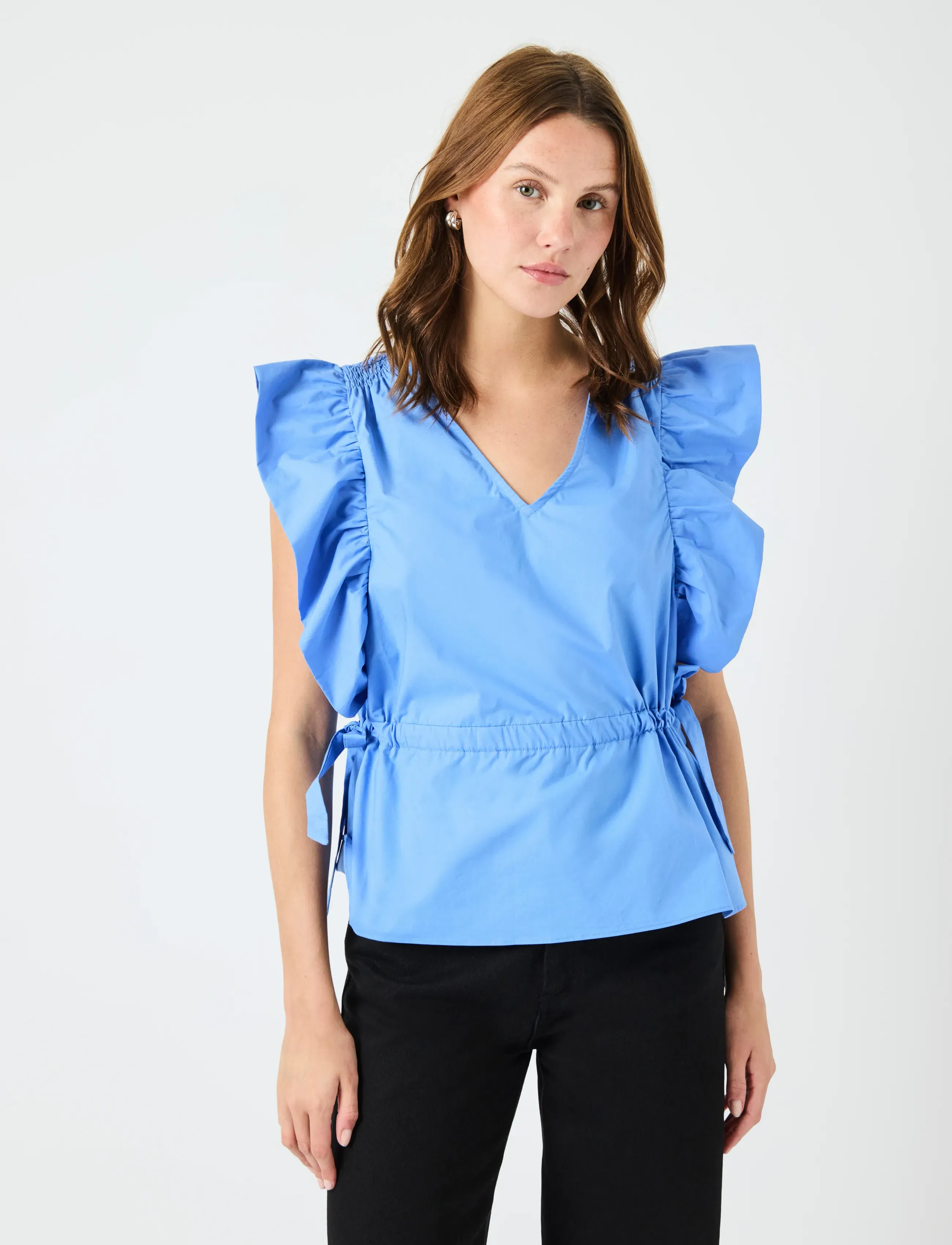 YAS ulea Sl Top, Kvinder, Flæset Peplum Top, Blå, Str: 34