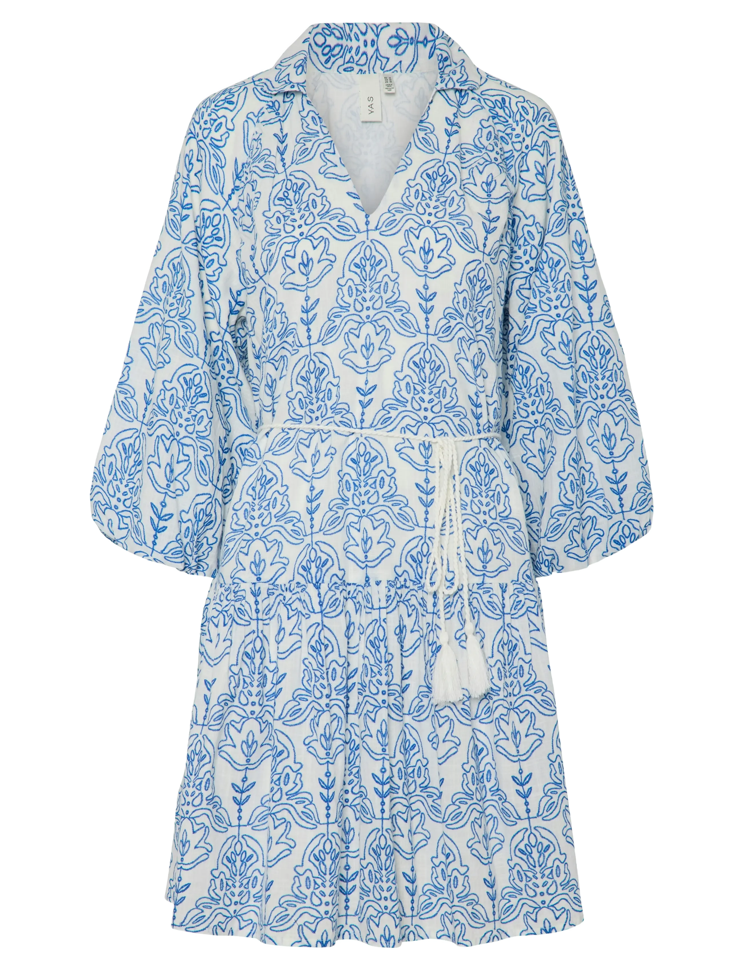 YAS YASCINNI 3/4 DRESS S. - Tøj - STAR WHITE / blue