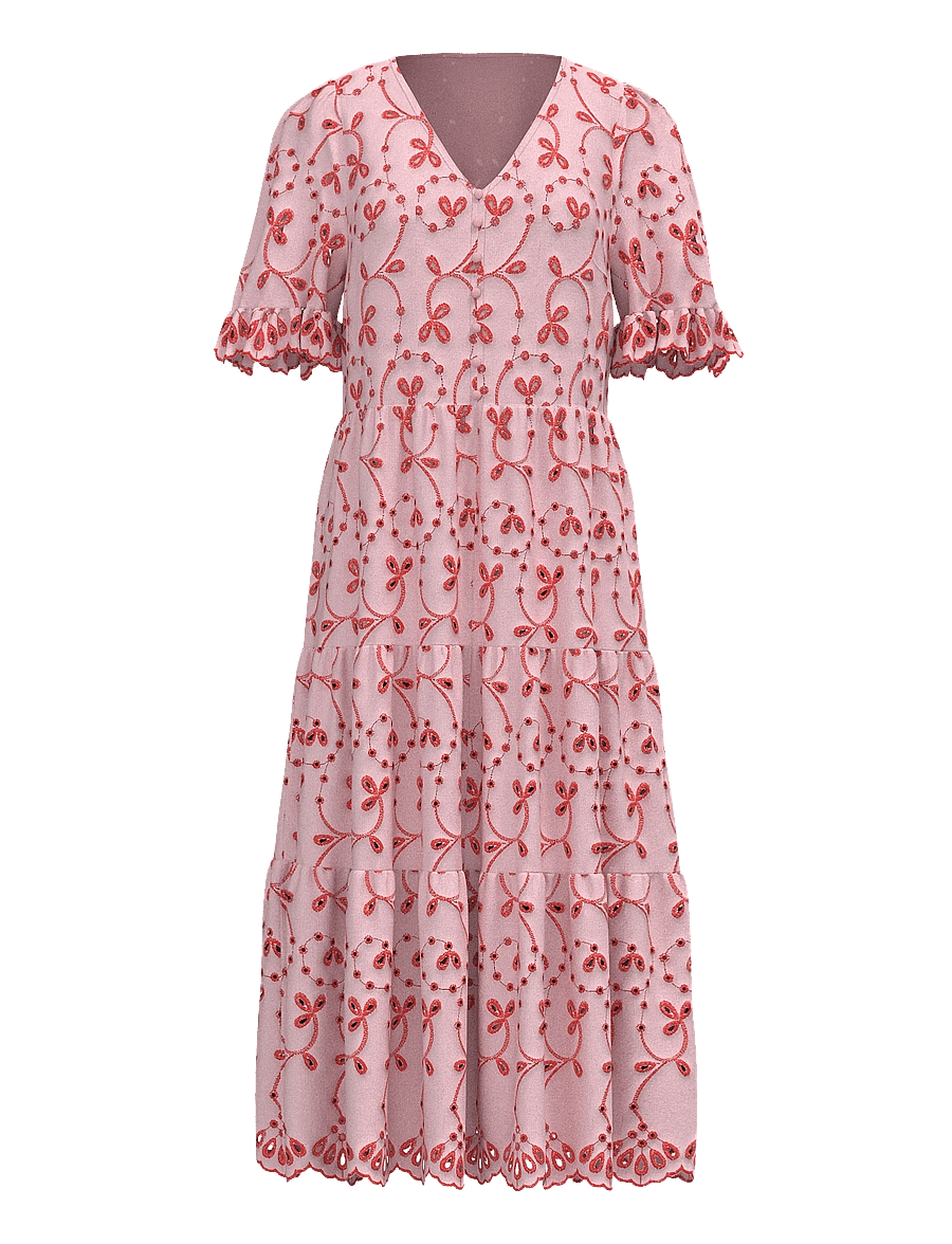 YAS - YASKANIKKA 2/4 CONTRAST MIDI DRESS S. - sommarklänningar - coral blush - 1