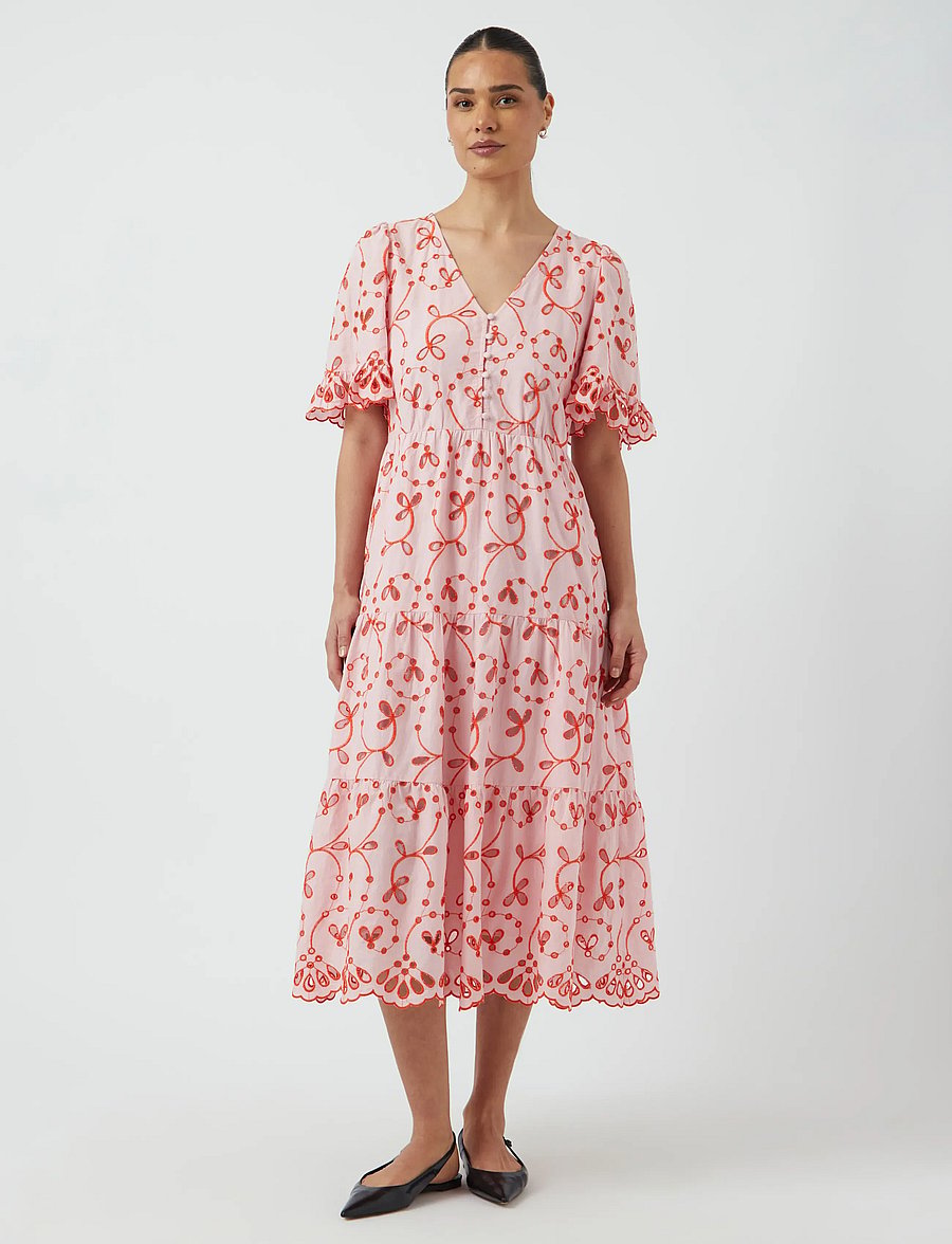 YAS - YASKANIKKA 2/4 CONTRAST MIDI DRESS S. - sommarklänningar - coral blush - 0