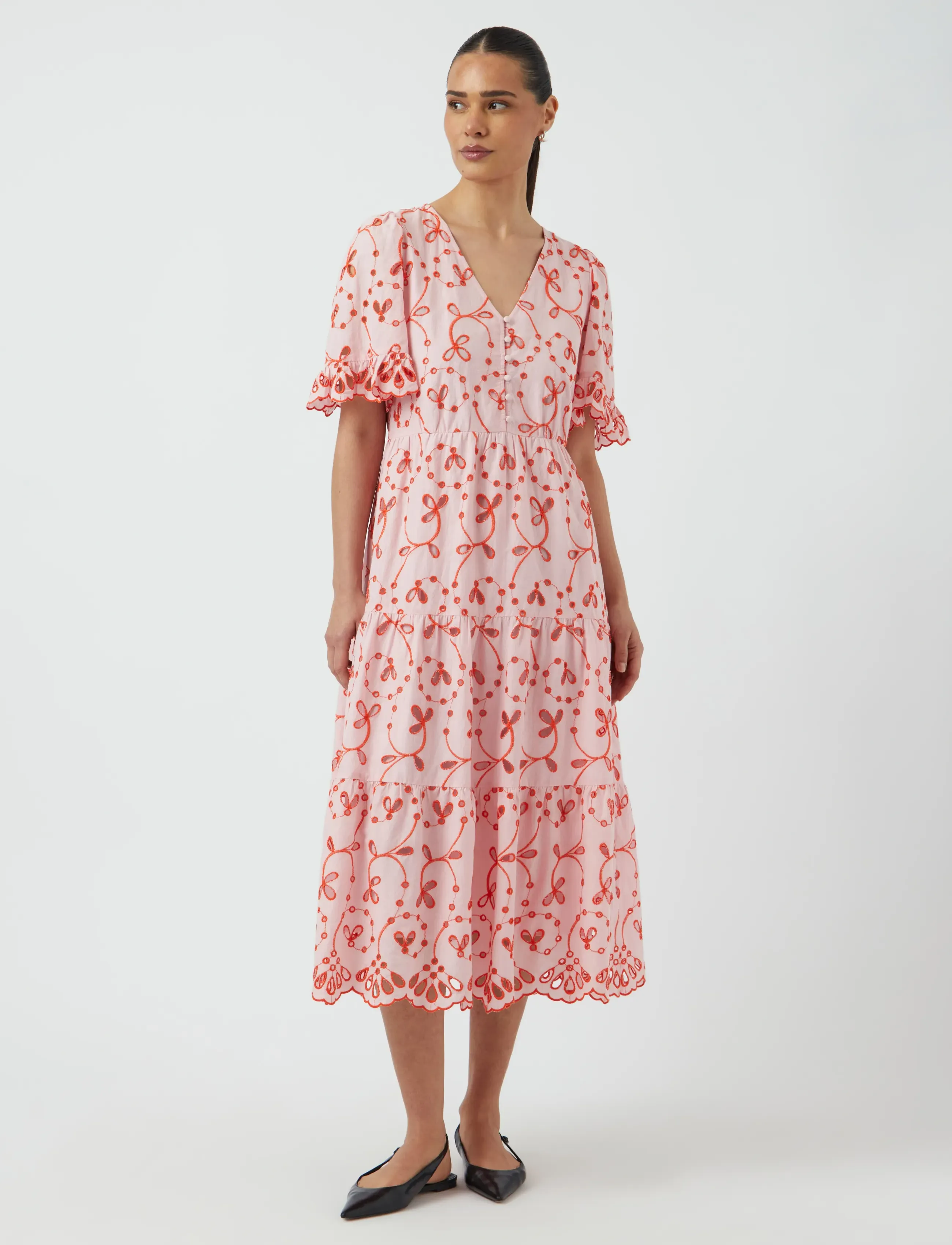 YAS - YASKANIKKA 2/4 CONTRAST MIDI DRESS S. - sommarklänningar - coral blush - 4