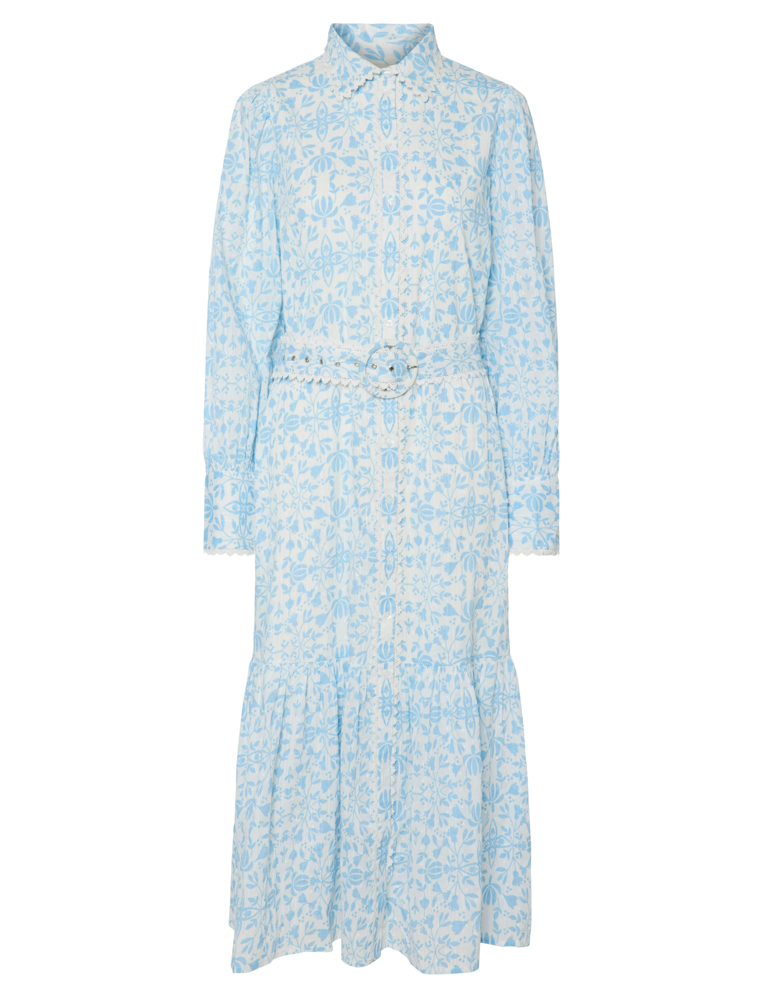 YAS YASVIPS LS LONG SHIRT DRESS S. - Y.A.S - CLEAR SKY / blue