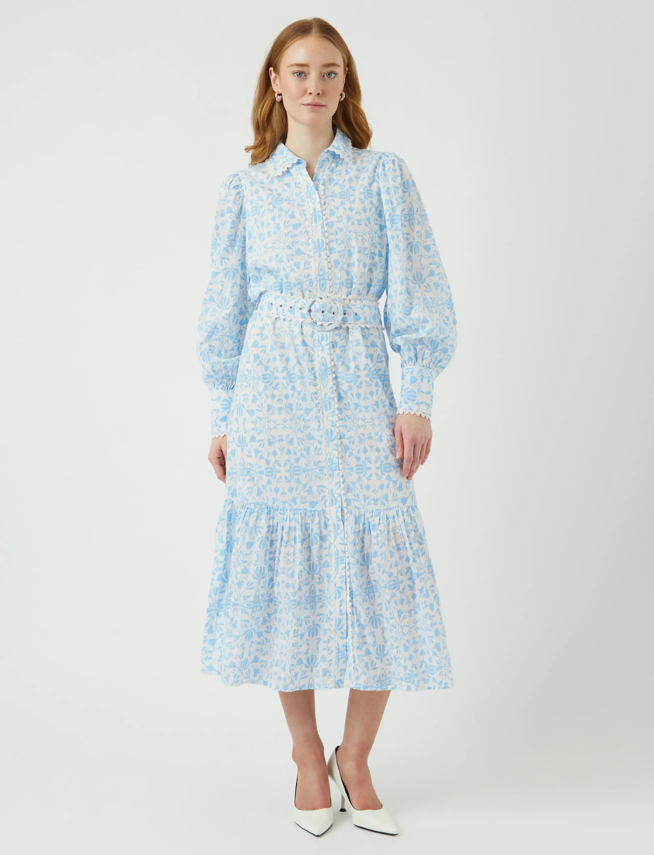 YAS vips Ls Long Shirt Dress S., 36, Dresses, Blau - Knee-length & Midi, Frauen