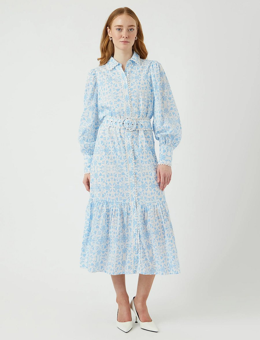 YAS - YASVIPS LS LONG SHIRT DRESS S. - skjortekjoler - clear sky - 0