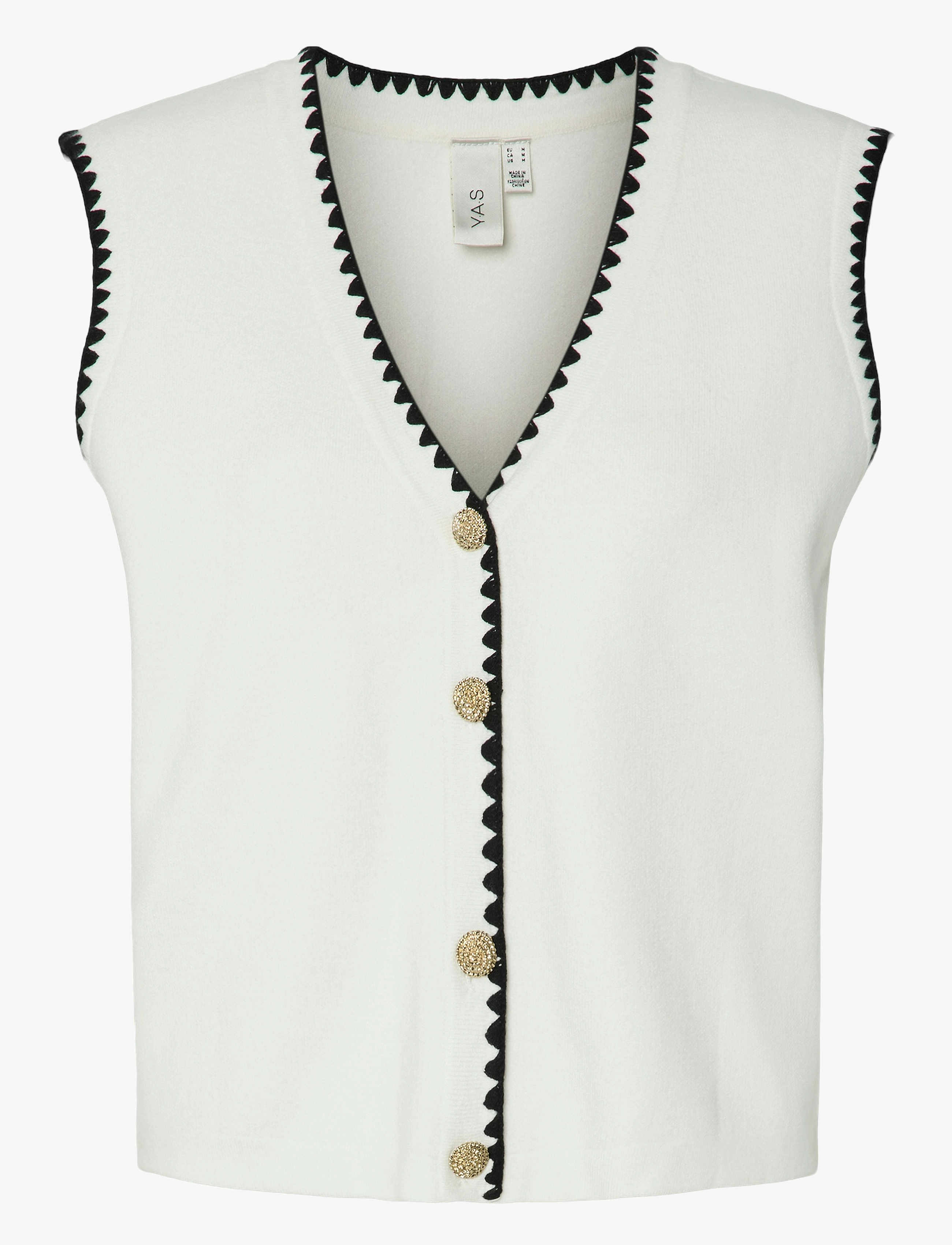 YAS contra Sl Knit Vest S., Kvinder, Bølgekant Strikvest, Hvid, Str: S