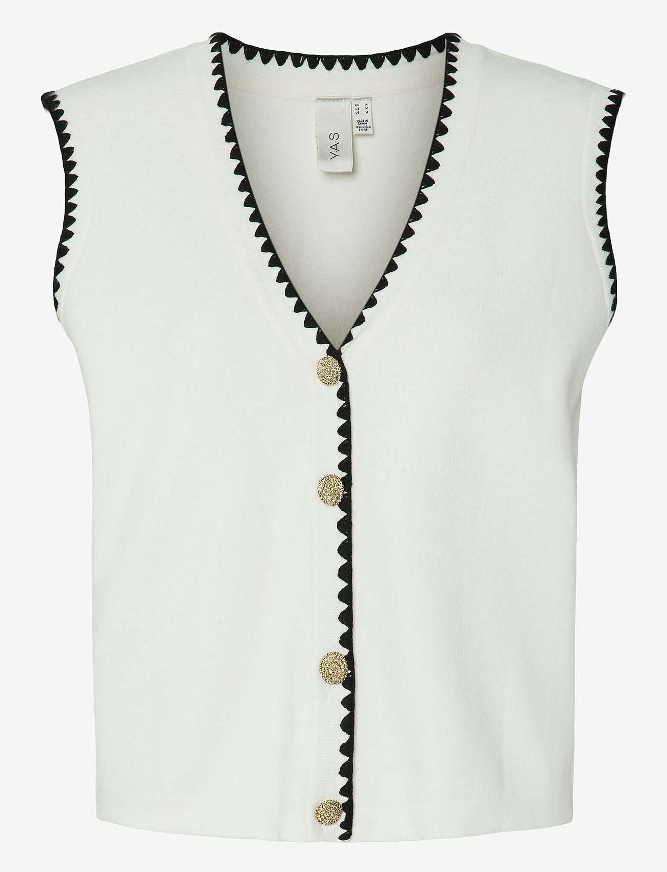 YAS - YASCONTRA SL KNIT VEST S. - gestrickte westen - star white - 0