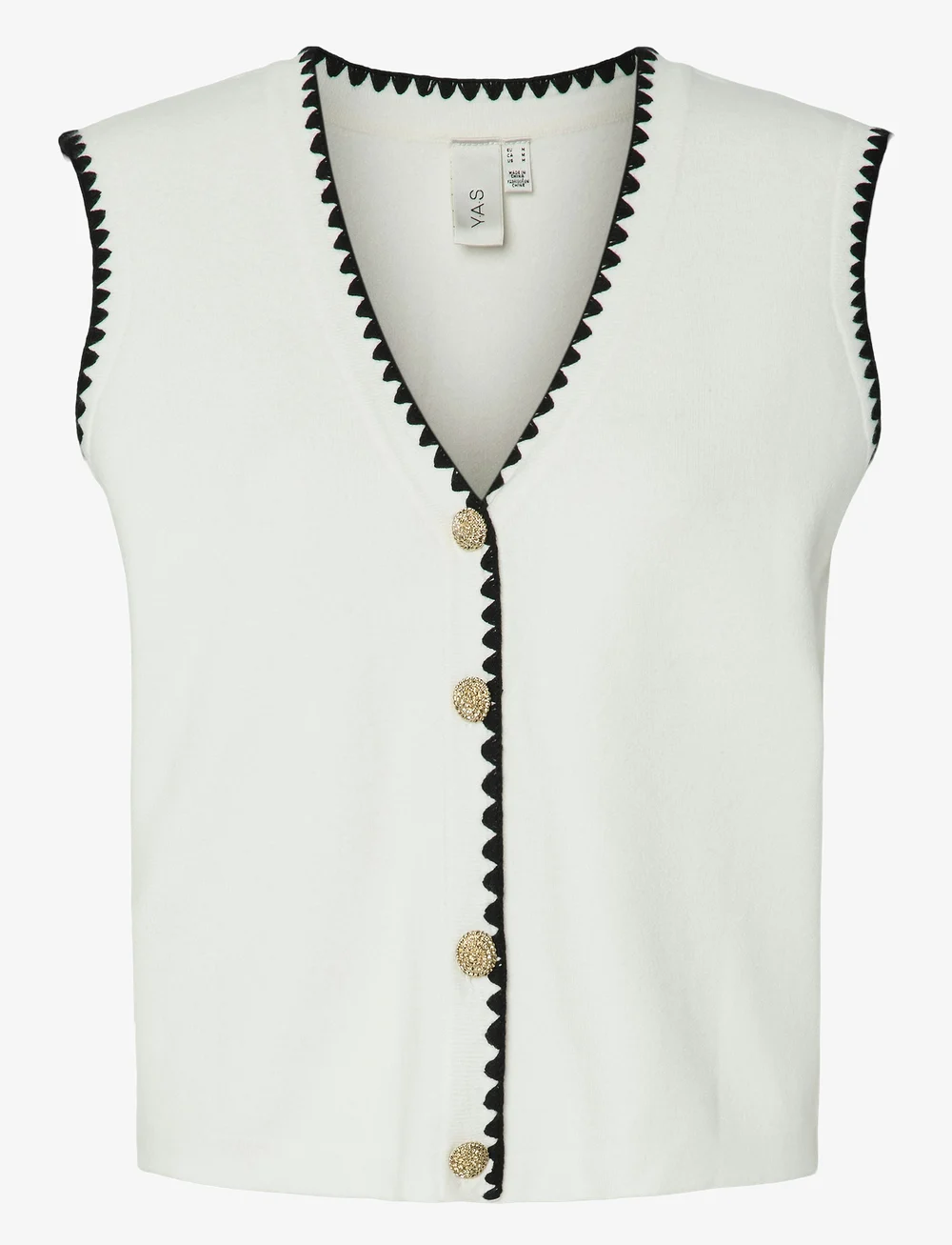 YAS - YASCONTRA SL KNIT VEST S. - gestrickte westen - star white - 0
